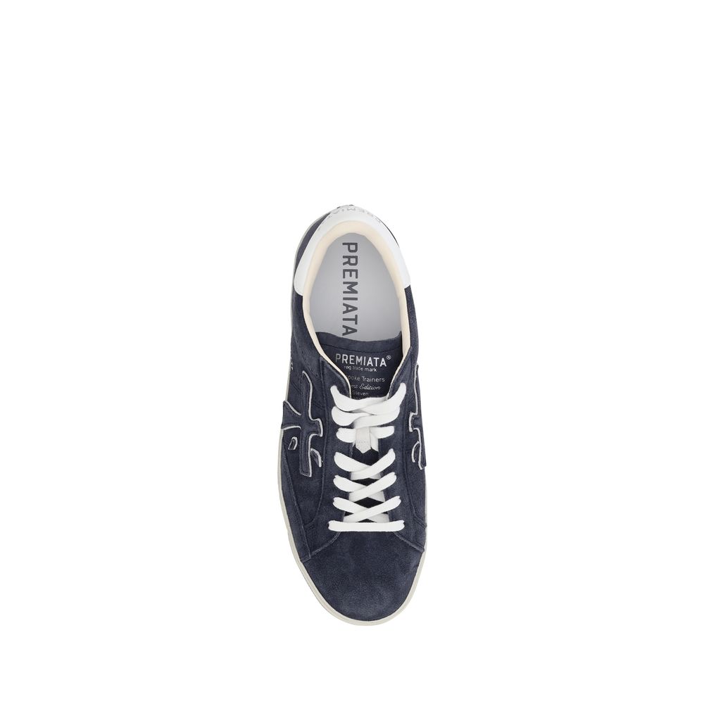 Premiata Blue Calf Leather Bos Taurus Low Top Men's Sneakers