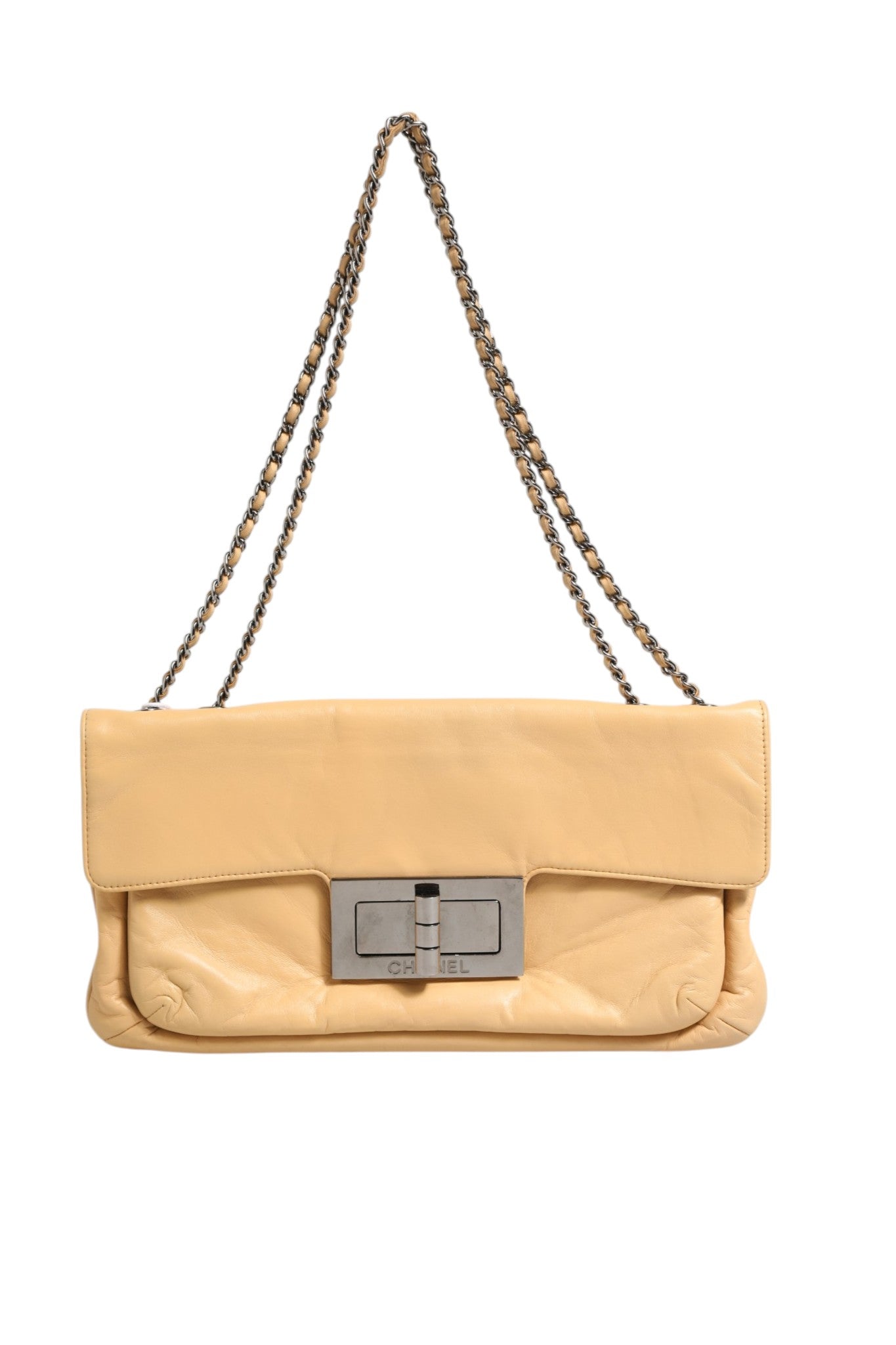 Chanel Beige Lambskin Giant Reissue Mademoiselle Lock Flap Women's Bag (Pre-Owned)