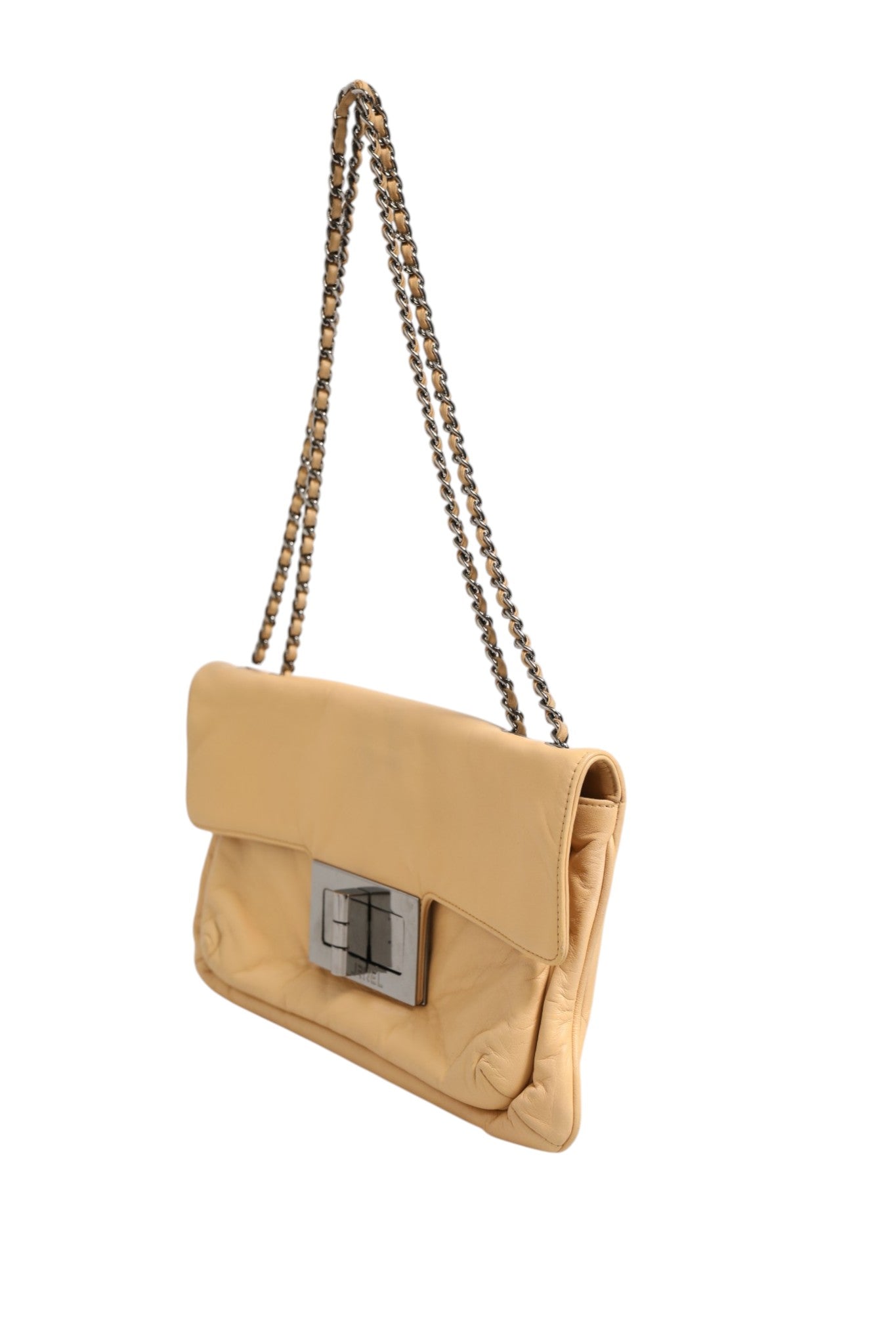 Chanel Beige Lambskin Giant Reissue Mademoiselle Lock Flap Women's Bag (Pre-Owned)