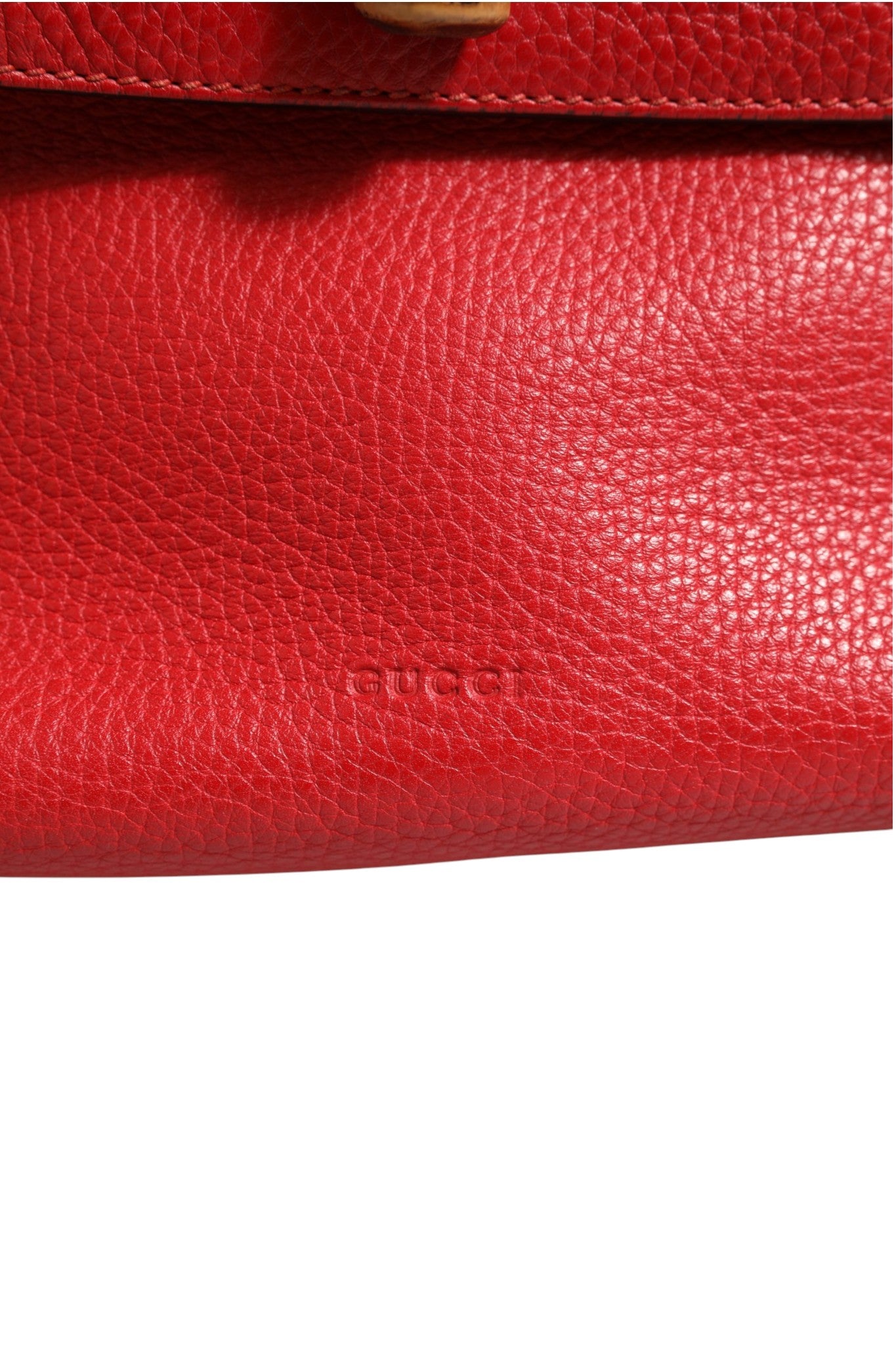 Gucci Red Leather Bamboo Daily Tote Crossbody Women's Bag (Pre-Owned)