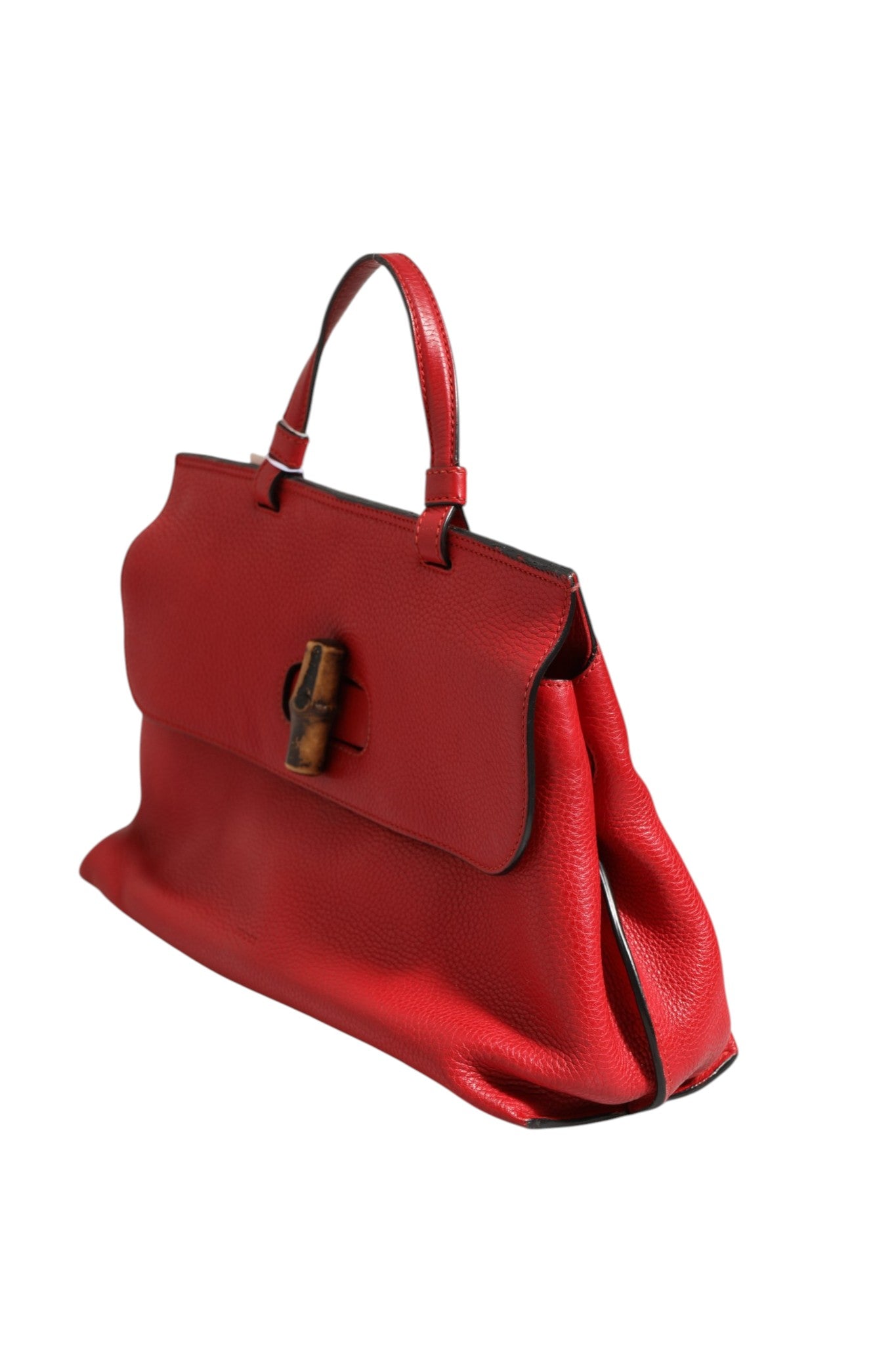 Gucci Red Leather Bamboo Daily Tote Crossbody Women's Bag (Pre-Owned)