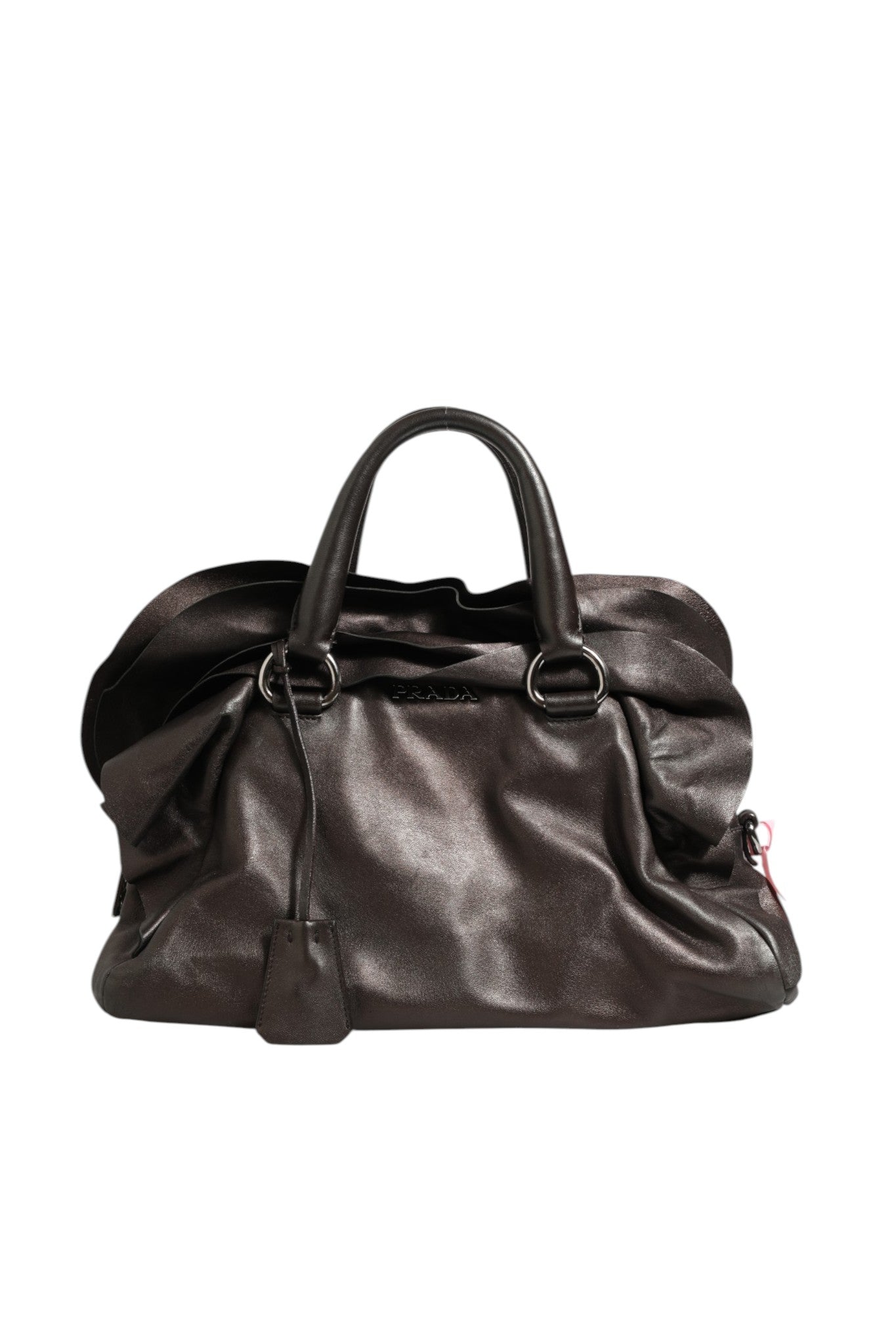 Prada Metallic Nappa Leather Ruffle Shoulder Women's Bag (Pre-Owned)