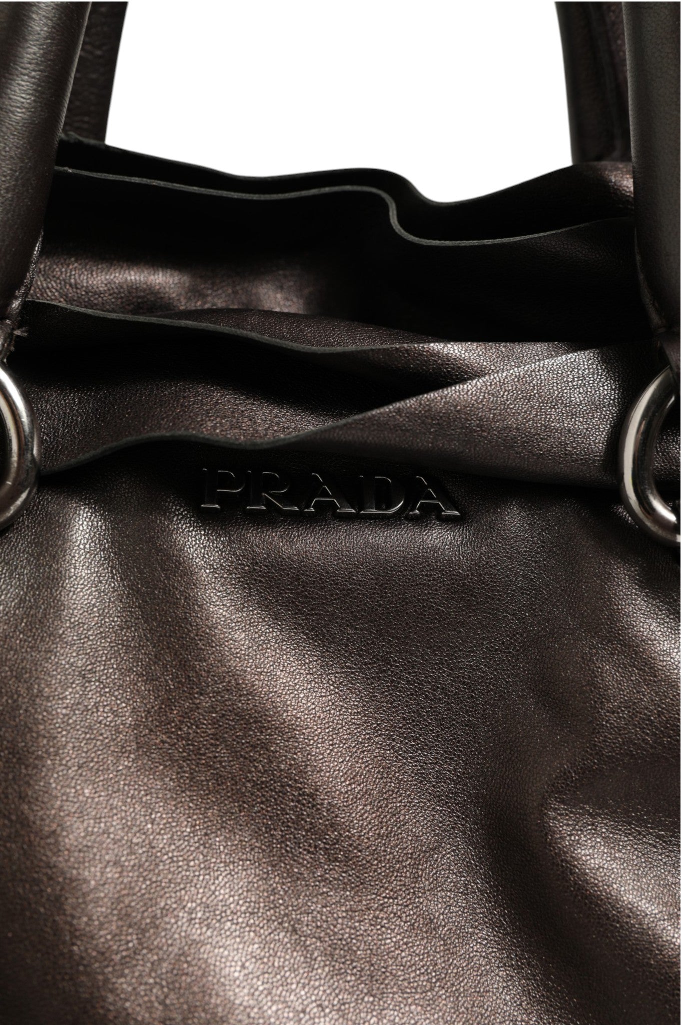 Prada Metallic Nappa Leather Ruffle Shoulder Women's Bag (Pre-Owned)