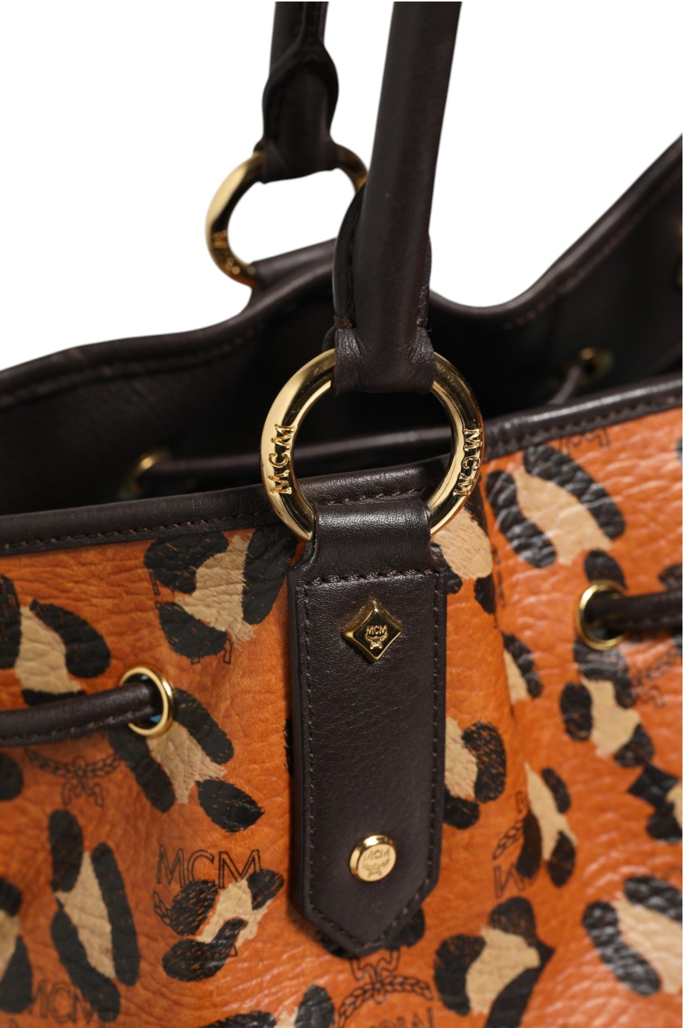 MCM Visetos Leopard Aren Medium Shopper Women's Tote (Pre-Owned)