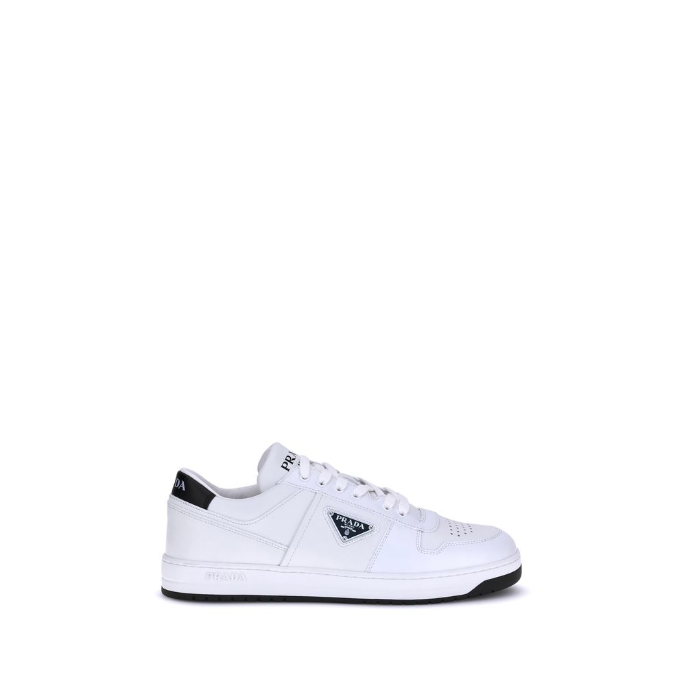 Prada White Calf Leather Bos Taurus Low Top Men's Sneakers