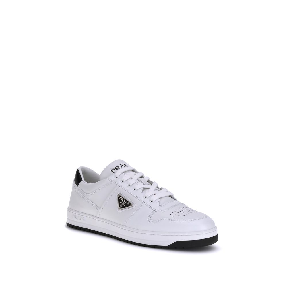 Prada White Calf Leather Bos Taurus Low Top Men's Sneakers