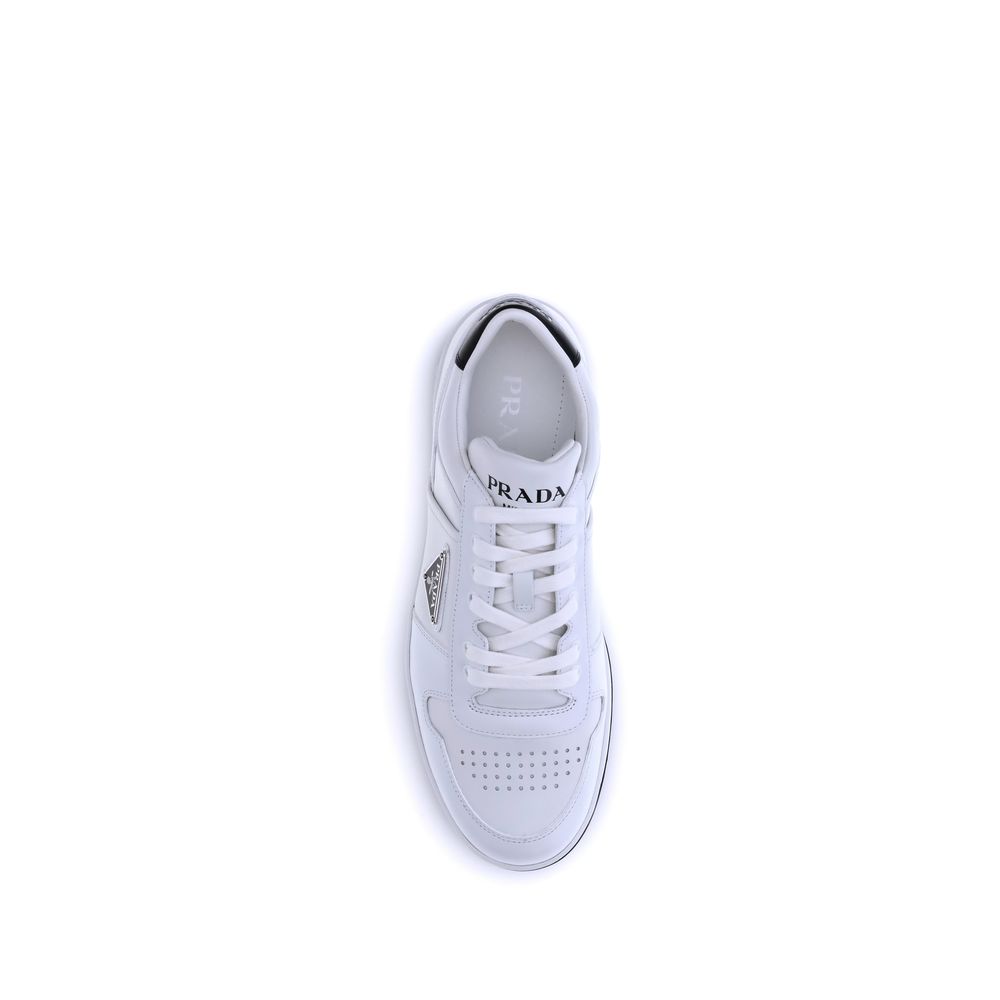 Prada White Calf Leather Bos Taurus Low Top Men's Sneakers