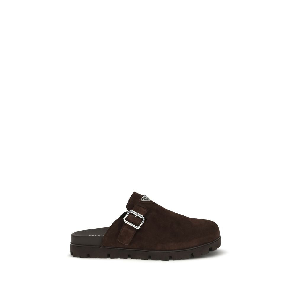 Prada Brown Calf Leather Bos Taurus Men's Mules