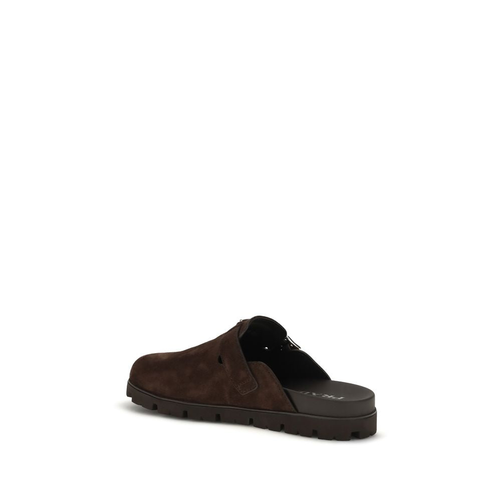 Prada Brown Calf Leather Bos Taurus Men's Mules