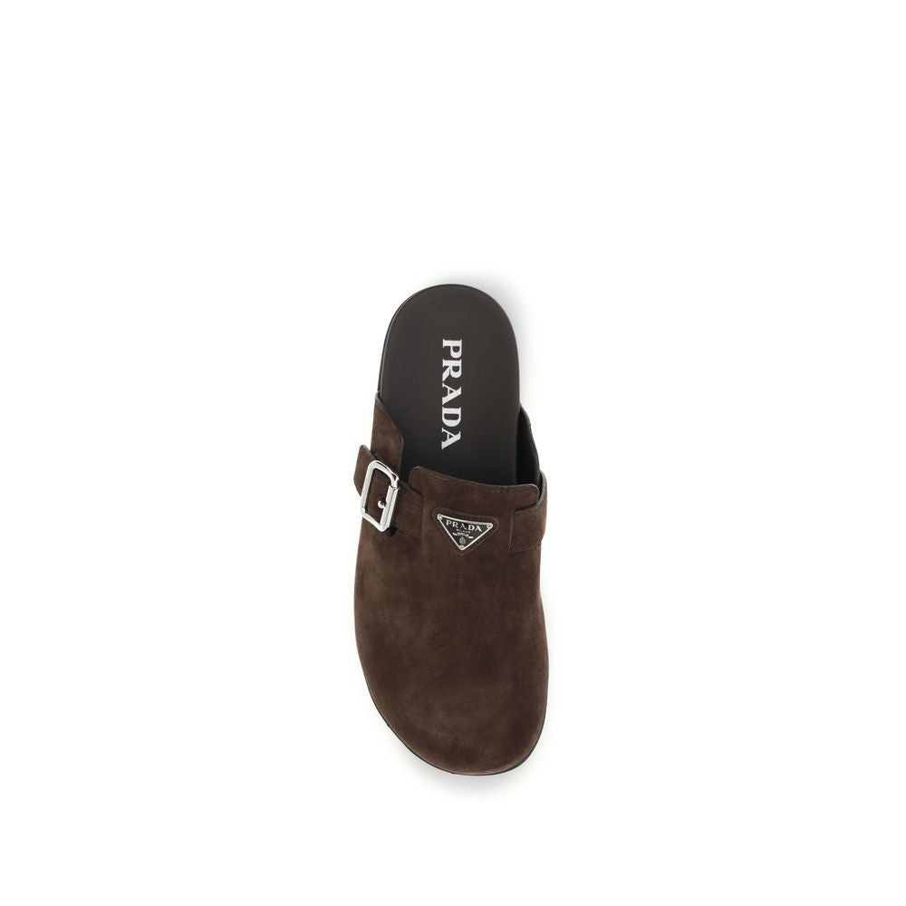 Prada Brown Calf Leather Bos Taurus Men's Mules