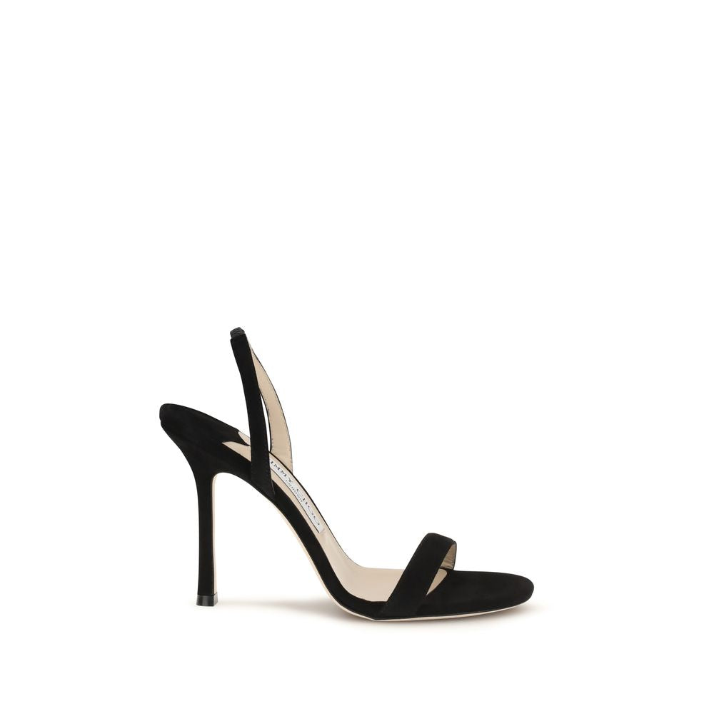 Jimmy Choo Black Calf Leather Bos Taurus Stiletto Heel Women's Sandals
