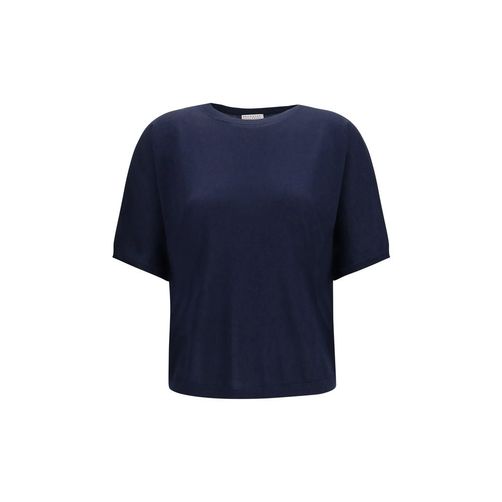 Brunello Cucinelli Blue Cashmere Sleeveles Women's Sweater