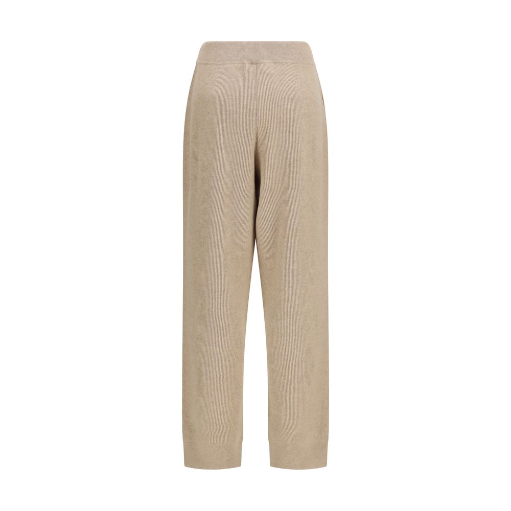Brunello Cucinelli Beige Cashmere Casual Women's Pants