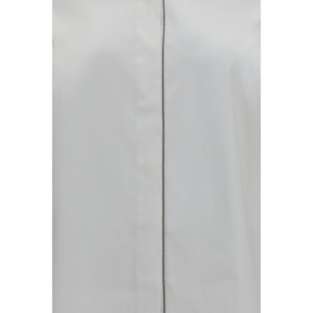 Brunello Cucinelli White Cotton Dress Women's Shirt