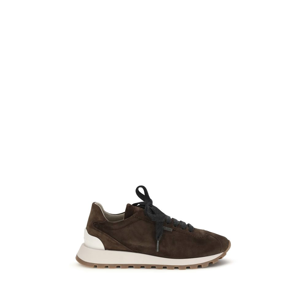 Brunello Cucinelli Brown Calf Leather Bos Taurus Athletic Women's Sneakers