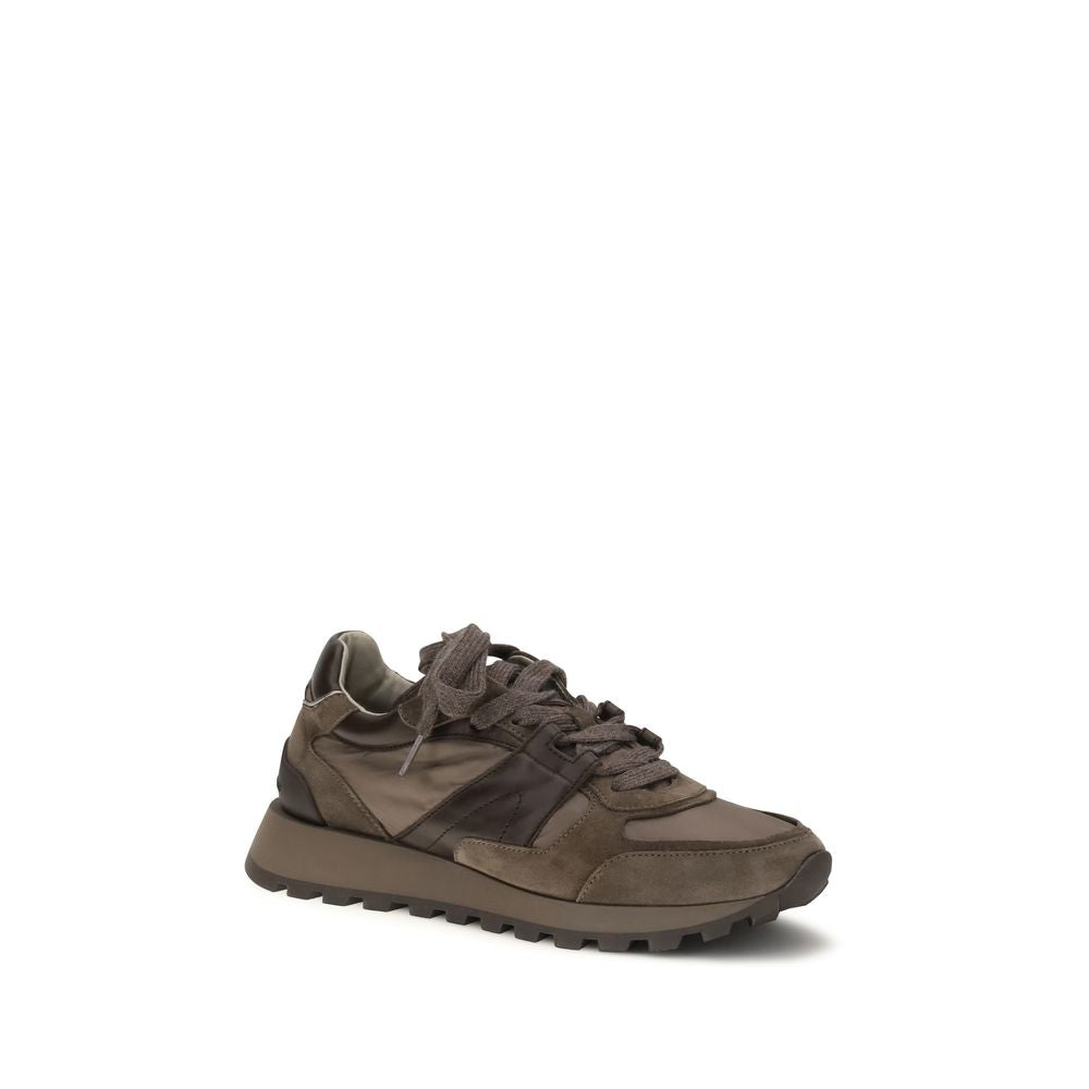 Brunello Cucinelli Brown Calf Leather Bos Taurus Athletic Women's Sneakers