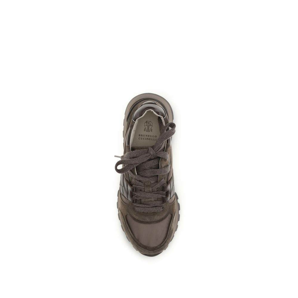 Brunello Cucinelli Brown Calf Leather Bos Taurus Athletic Women's Sneakers
