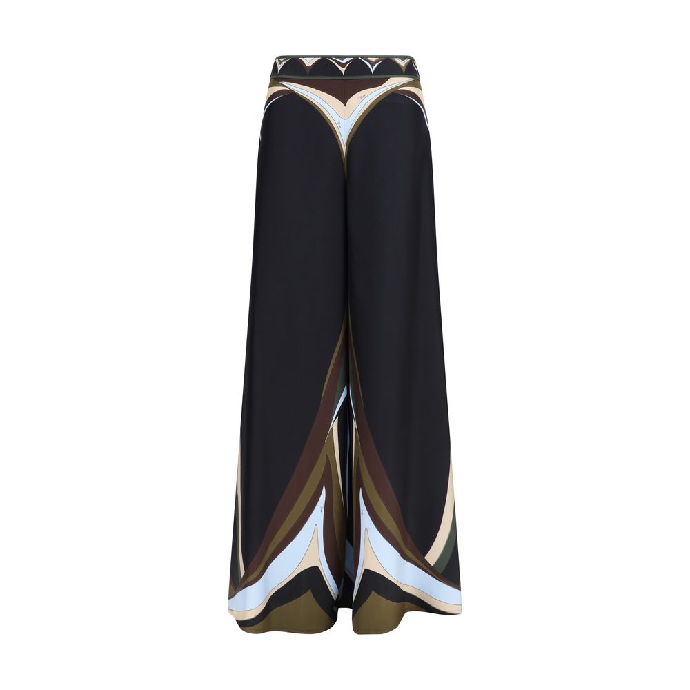 Emilio Pucci Black Silk Flared Women's Pants