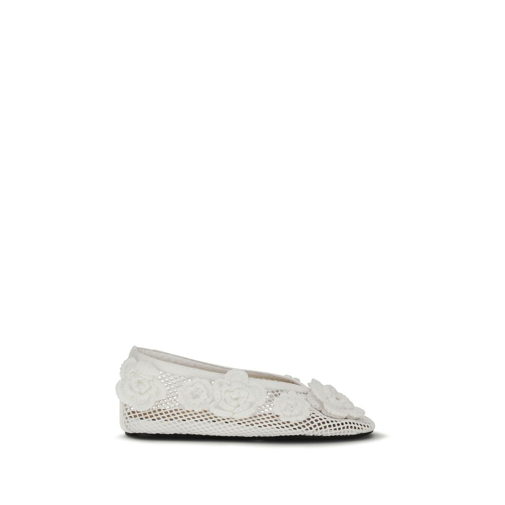 Ganni White Polyethylene Ballet Women's Flats