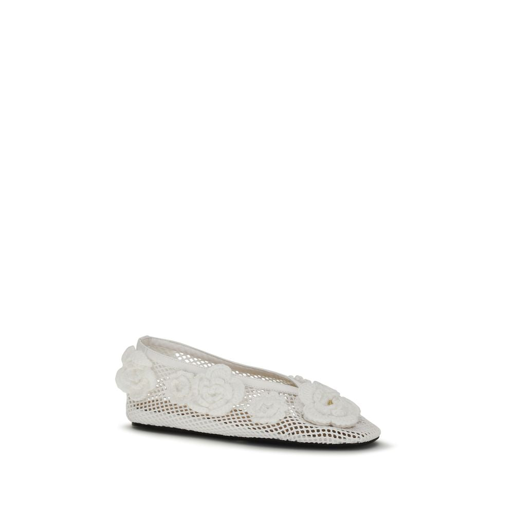 Ganni White Polyethylene Ballet Women's Flats