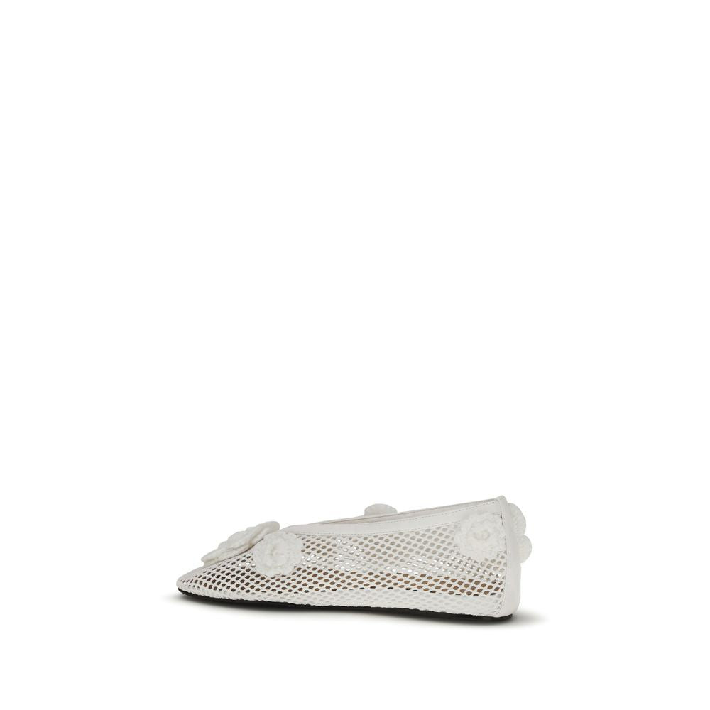 Ganni White Polyethylene Ballet Women's Flats