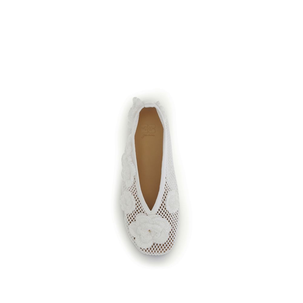 Ganni White Polyethylene Ballet Women's Flats