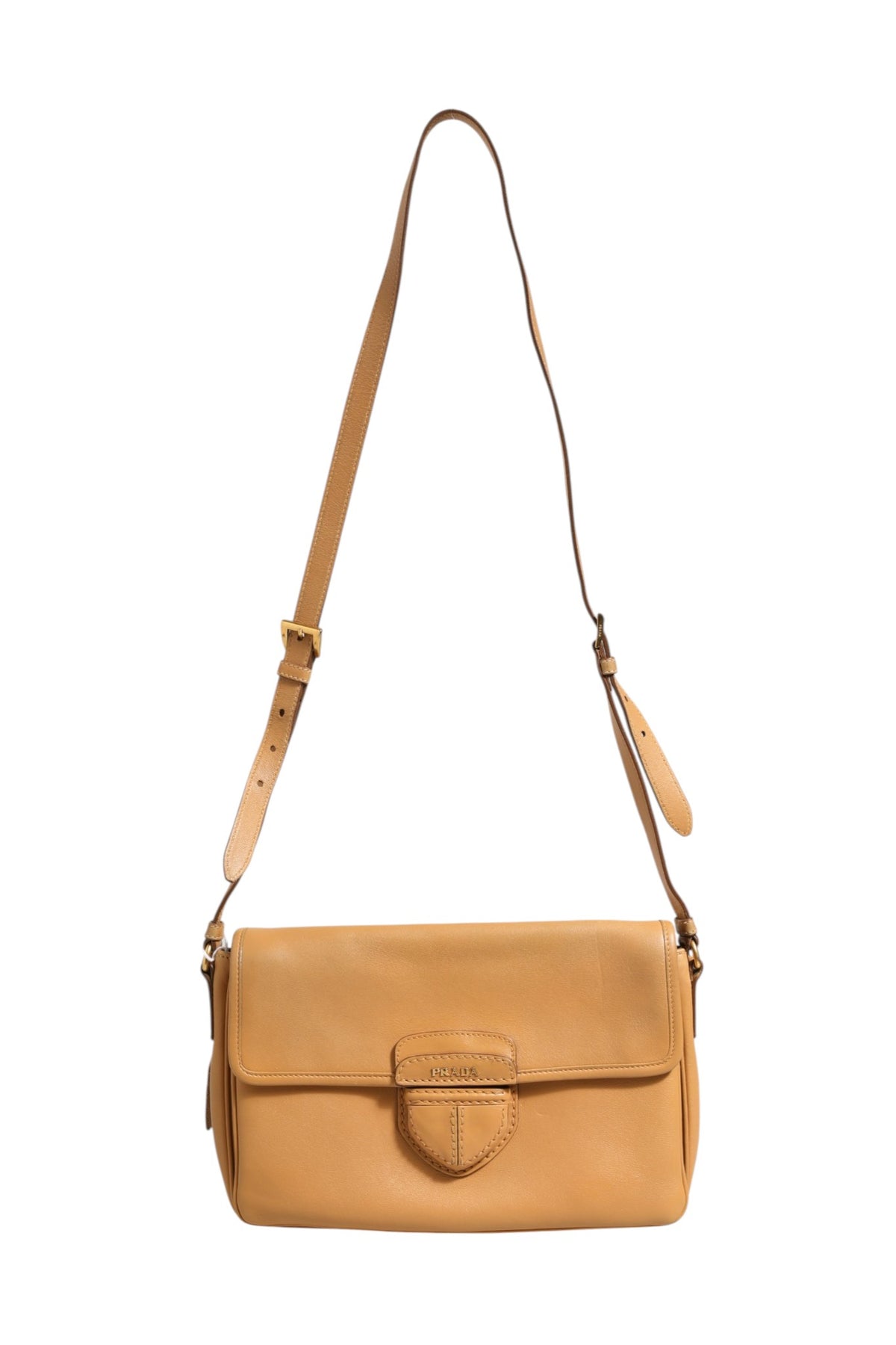 Prada Sidonie Beige Pebble Leather shoulder Women's bag (Pre-Owned)