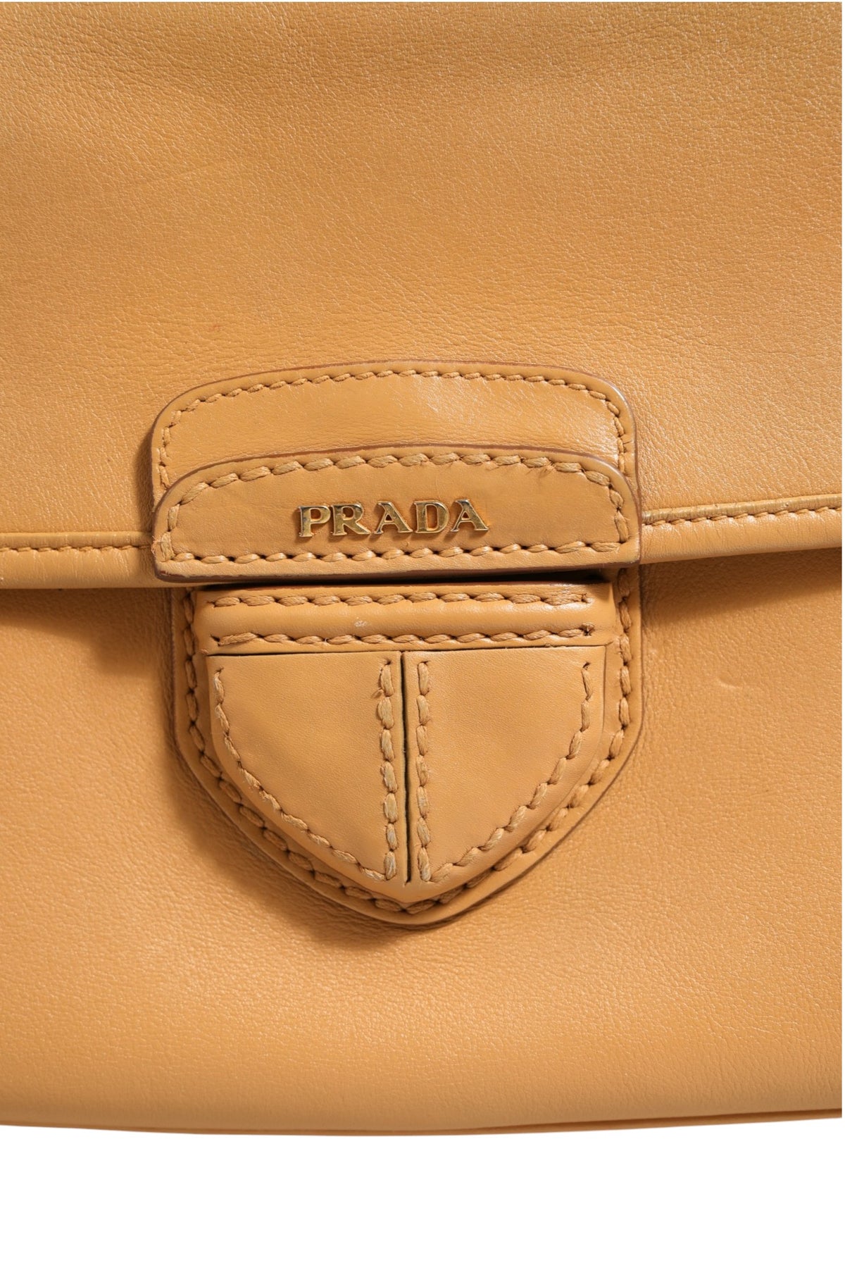 Prada Sidonie Beige Pebble Leather shoulder Women's bag (Pre-Owned)