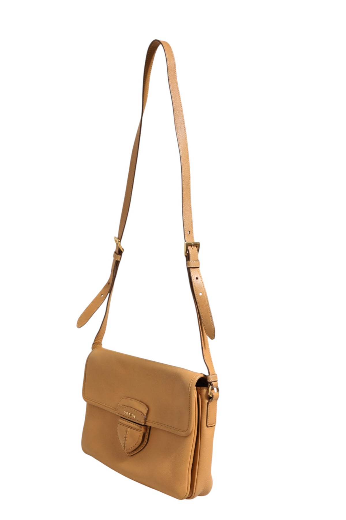 Prada Sidonie Beige Pebble Leather shoulder Women's bag (Pre-Owned)