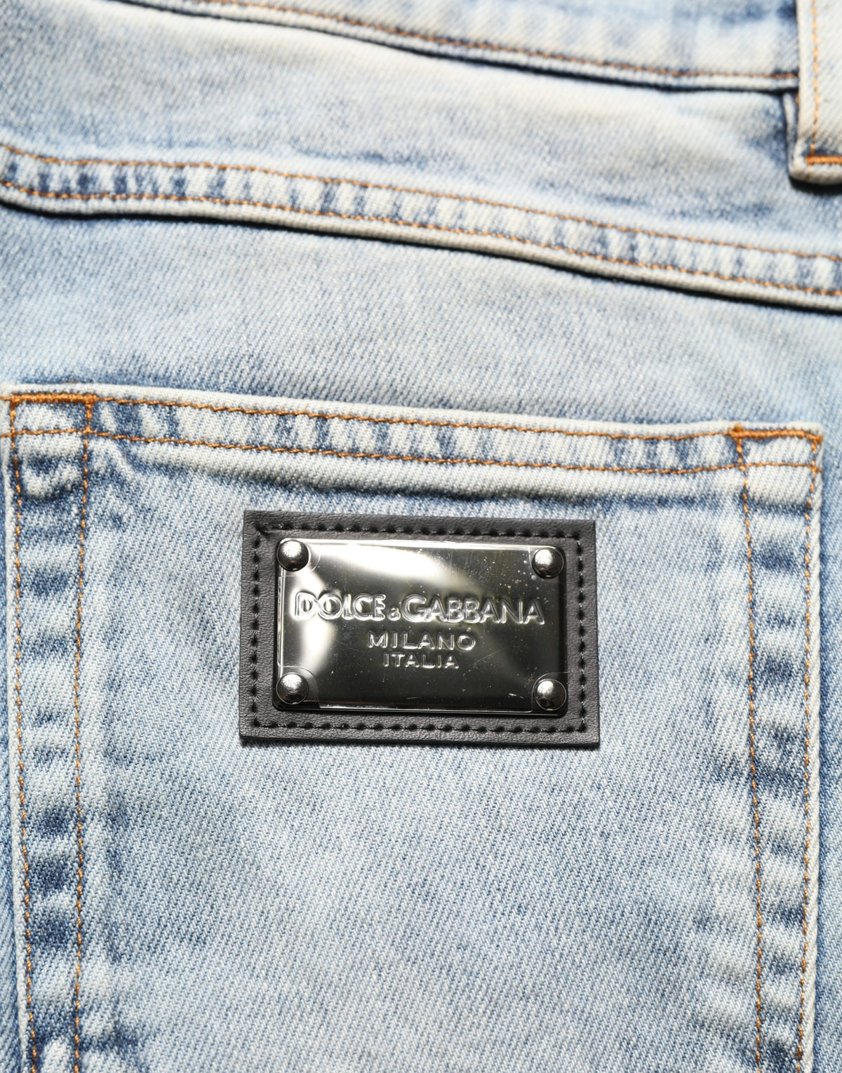 Dolce & Gabbana Blue Washed Mid Waist Straight Men Denim Men's Jeans