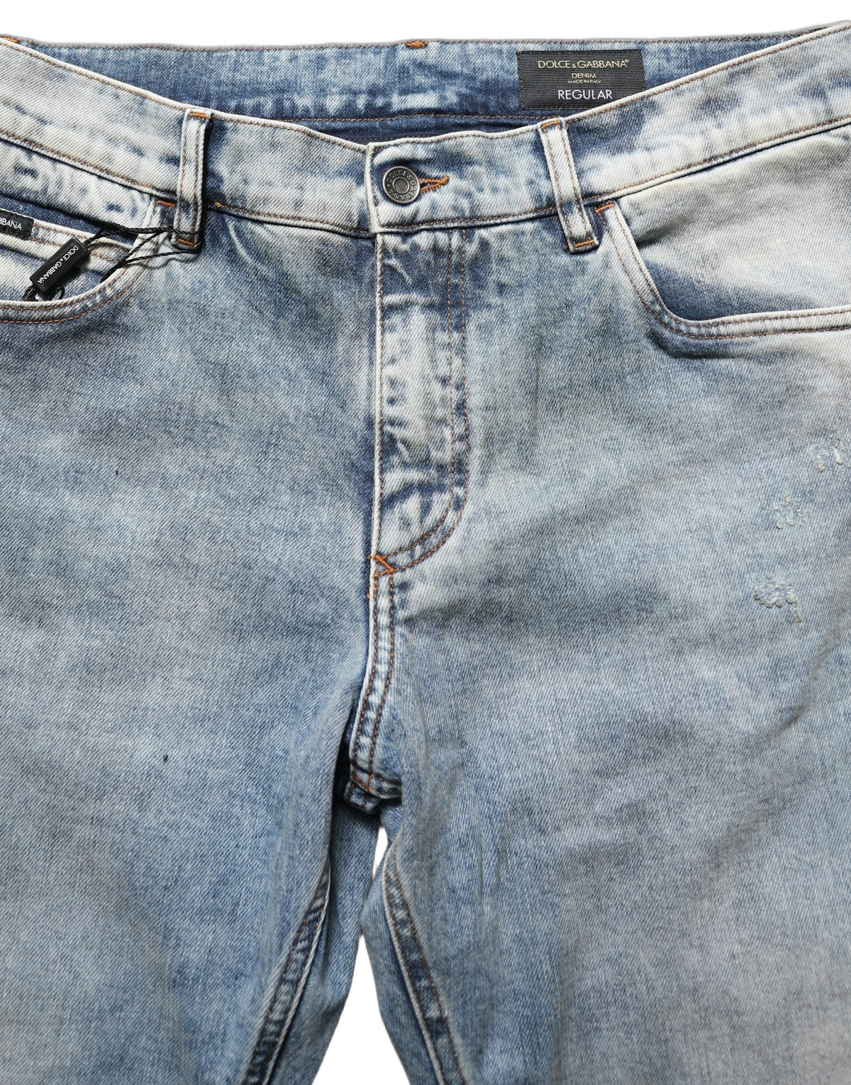 Dolce & Gabbana Blue Washed Mid Waist Straight Men Denim Men's Jeans