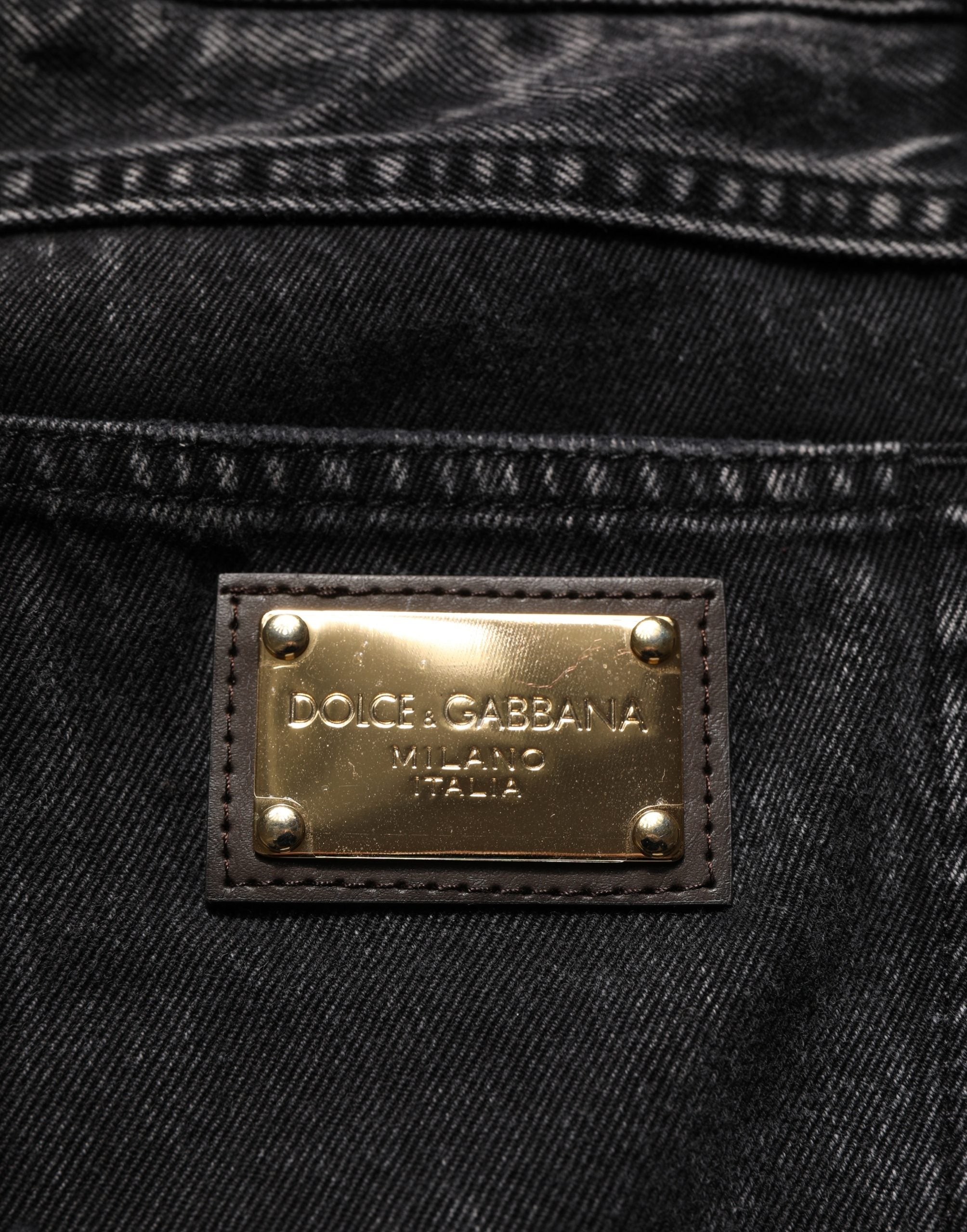 Dolce & Gabbana Black Distressed Cotton Straight Denim Men's Jeans