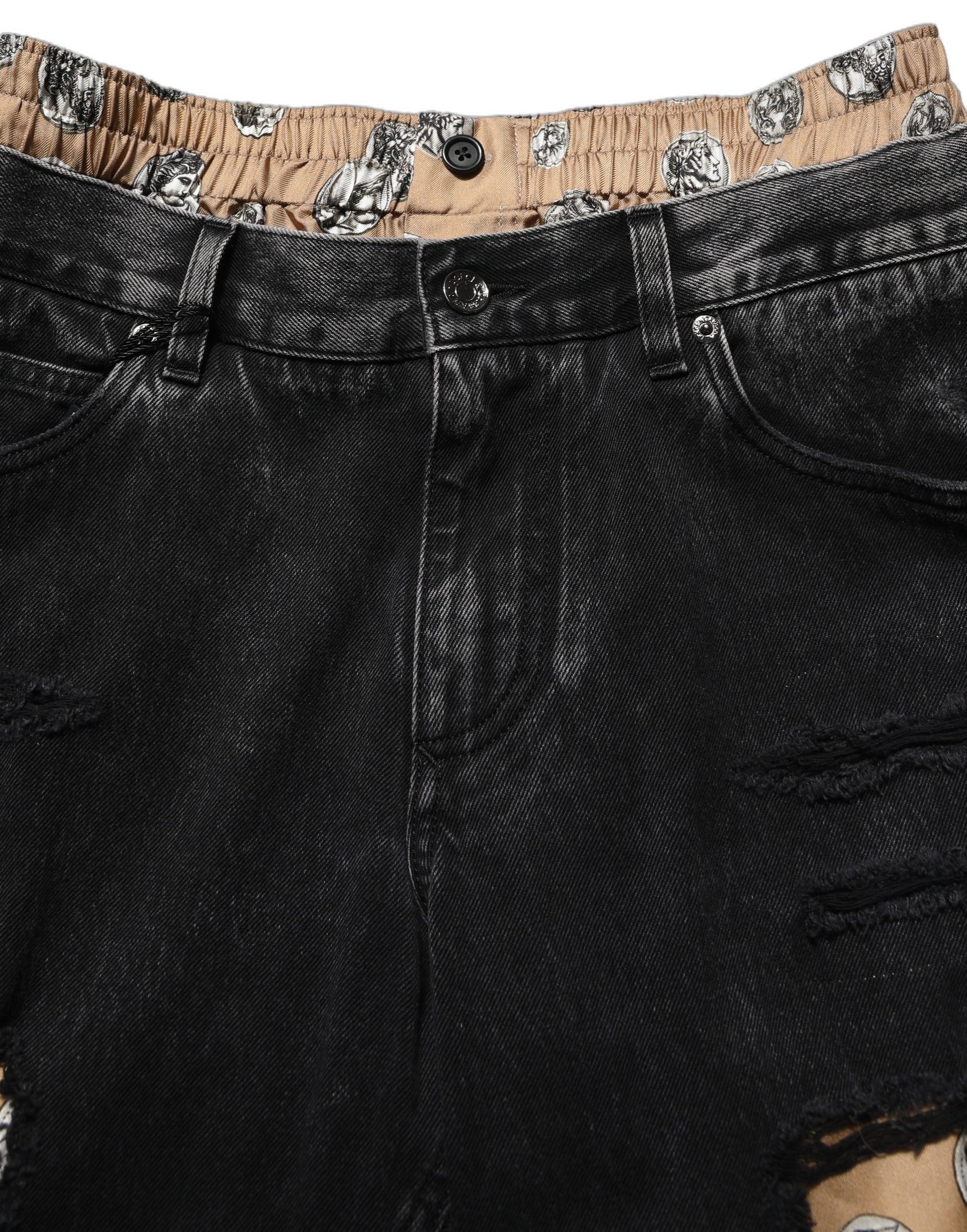 Dolce & Gabbana Black Distressed Cotton Straight Denim Men's Jeans