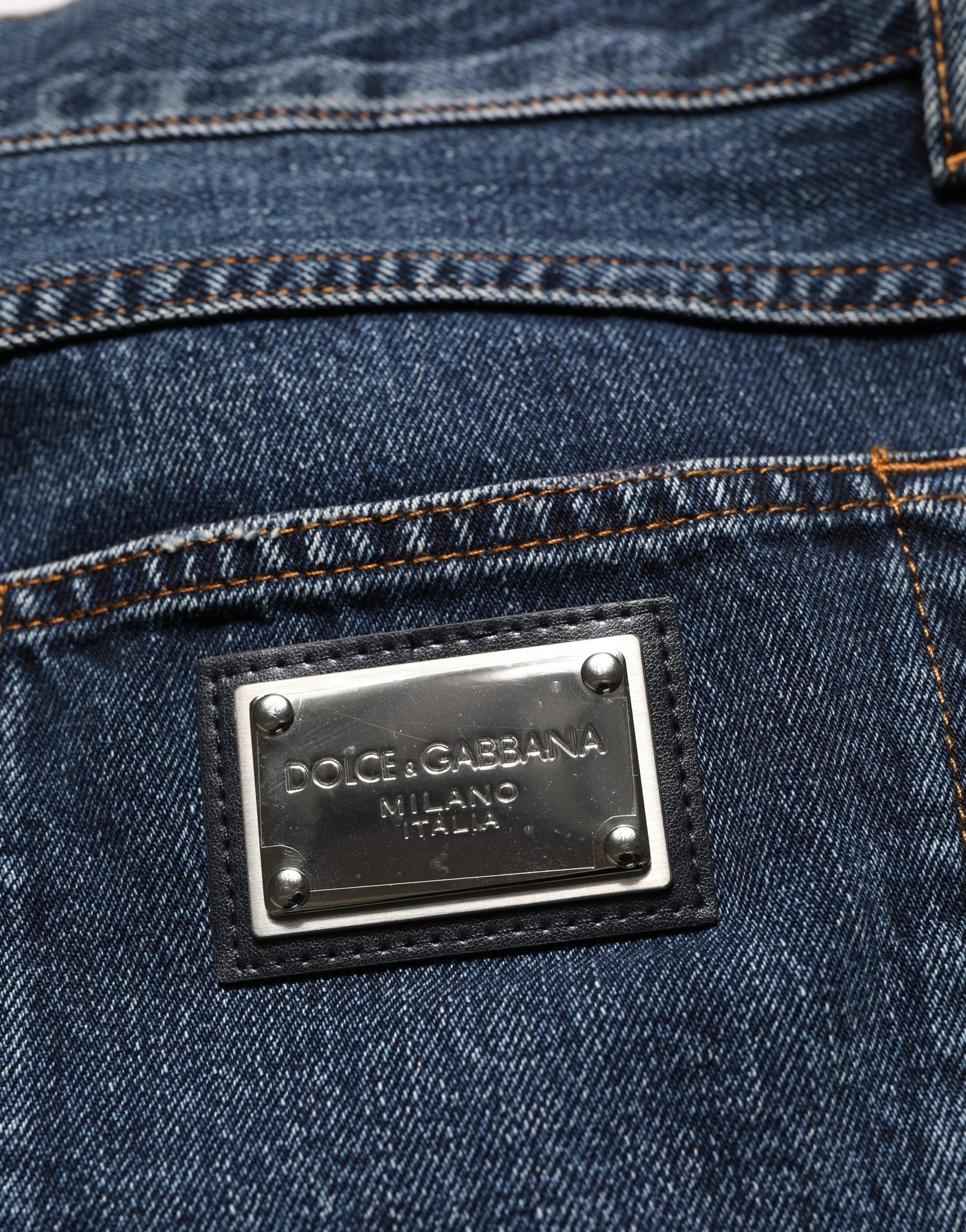 Dolce & Gabbana Dark Blue Washed MidWaist Straight Denim Men's Jeans