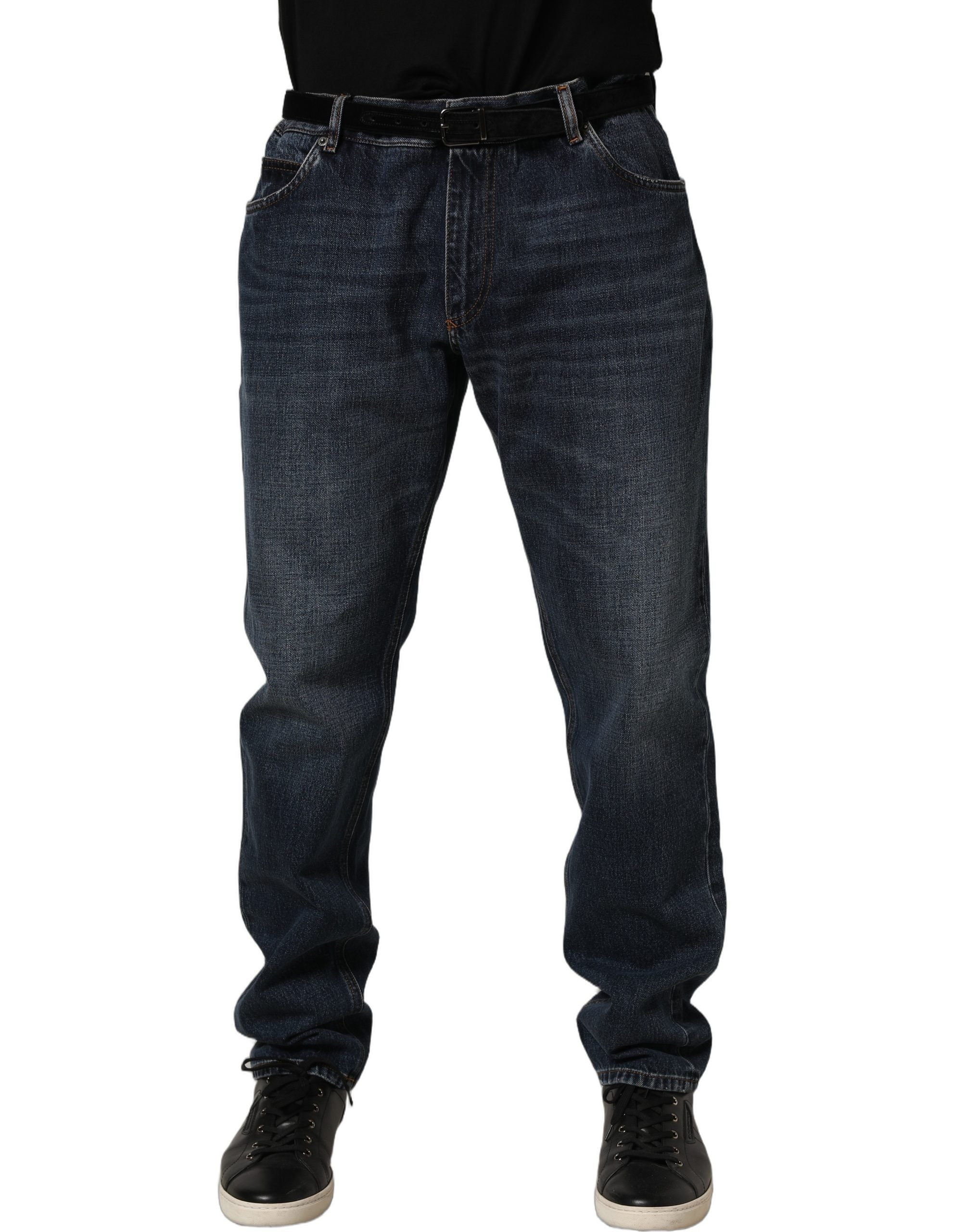Dolce & Gabbana Dark Blue Washed MidWaist Straight Denim Men's Jeans