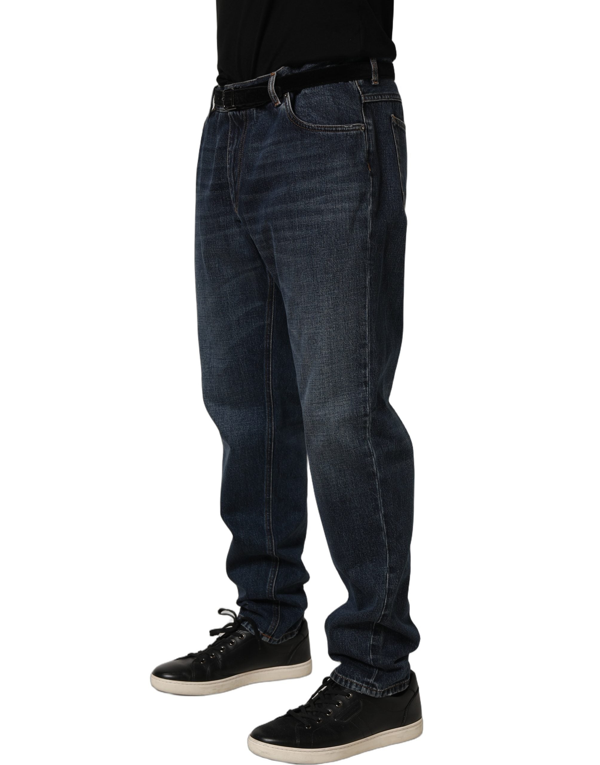Dolce & Gabbana Dark Blue Washed MidWaist Straight Denim Men's Jeans