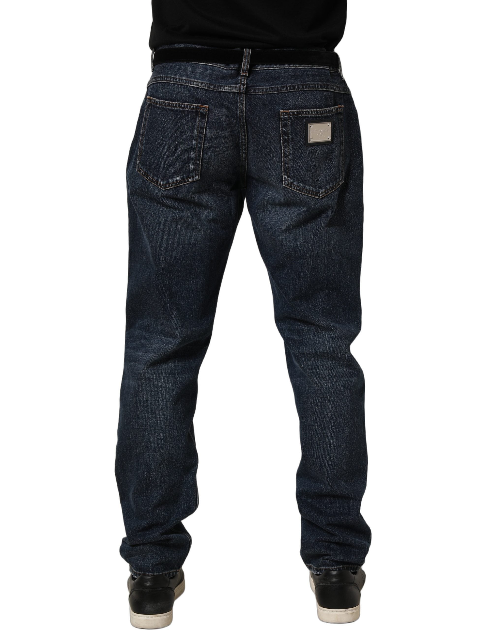 Dolce & Gabbana Dark Blue Washed MidWaist Straight Denim Men's Jeans