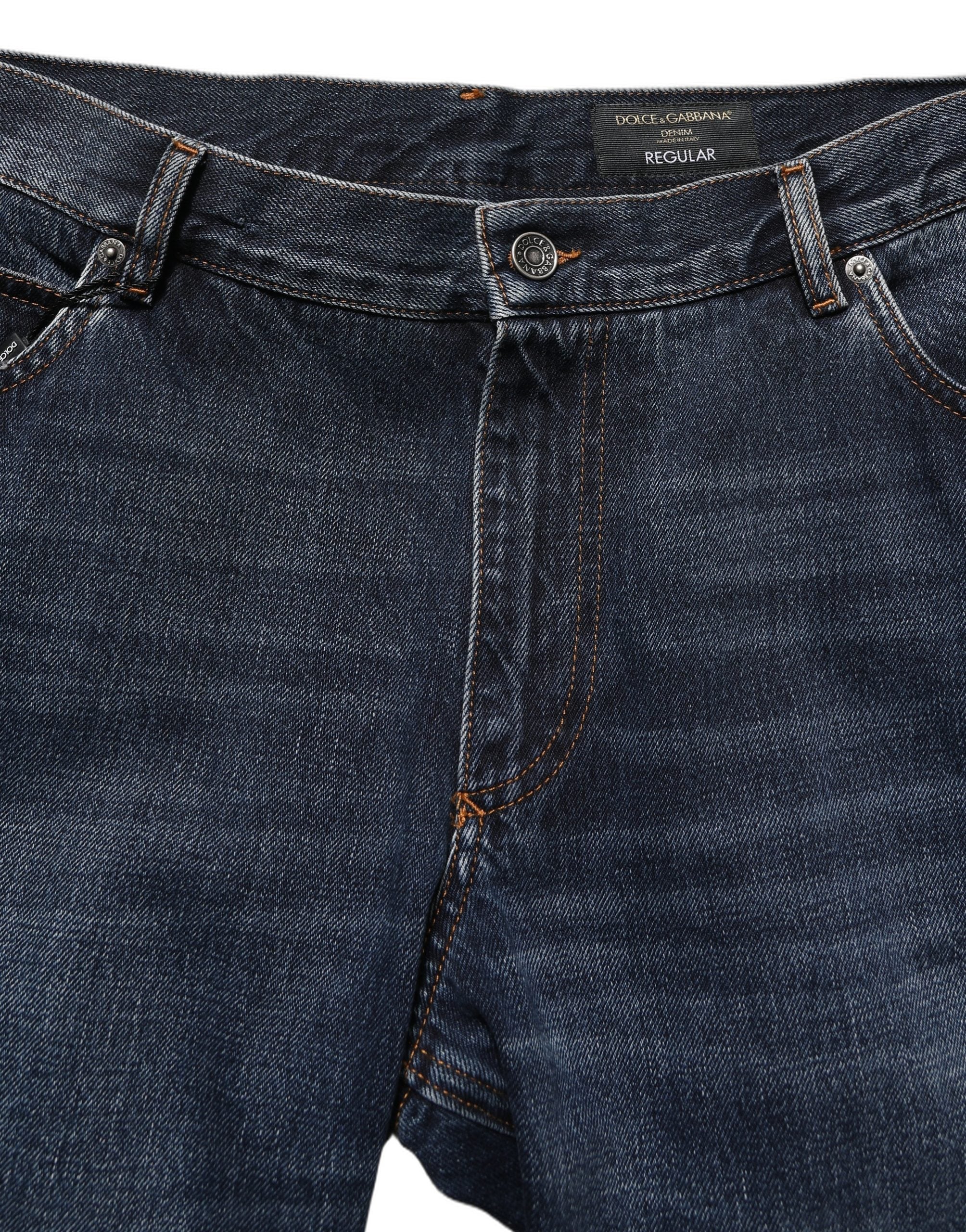 Dolce & Gabbana Dark Blue Washed MidWaist Straight Denim Men's Jeans