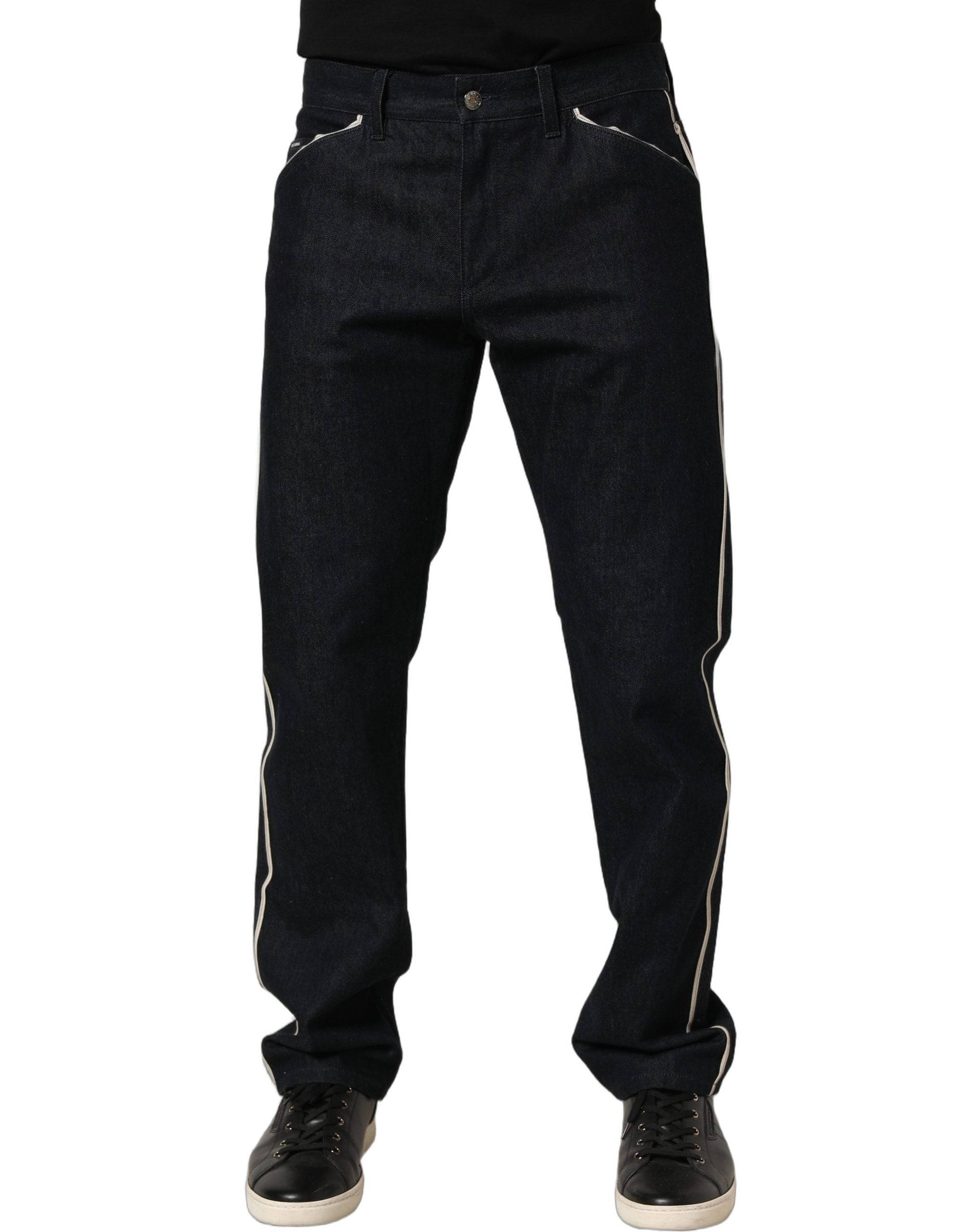 Dolce & Gabbana Black Cotton Mid Waist Classic Men Denim Men's Jeans