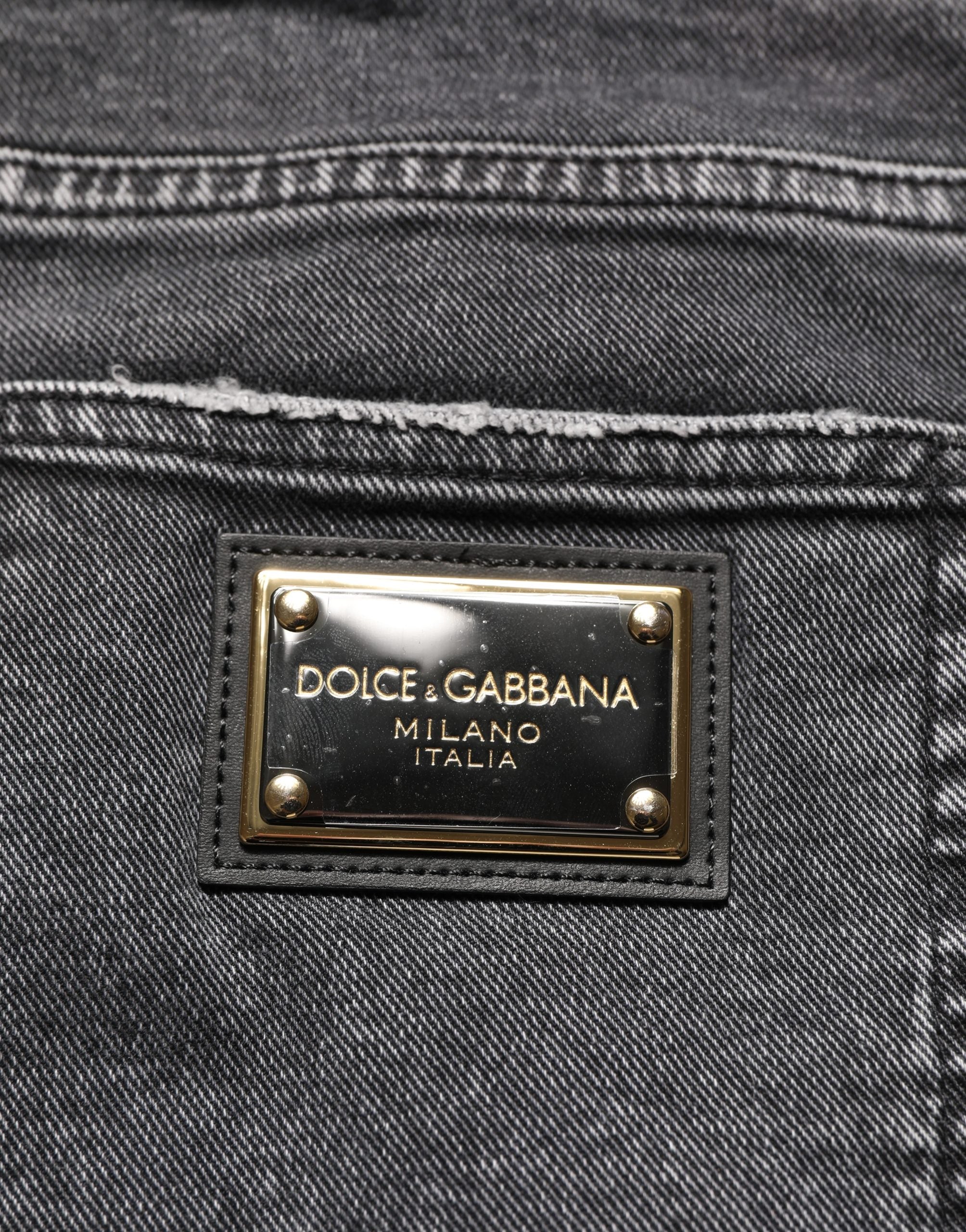 Dolce & Gabbana Dark Grey Distressed Mid Waist Denim Men's Jeans (Pre-Owned)