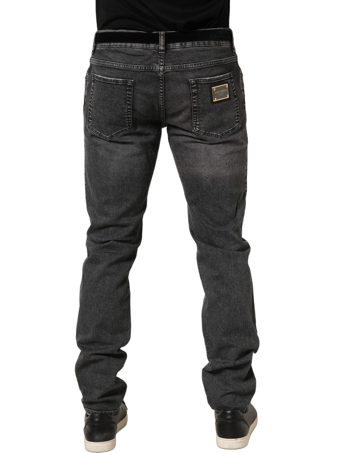 Dolce & Gabbana Dark Grey Distressed Mid Waist Denim Men's Jeans (Pre-Owned)