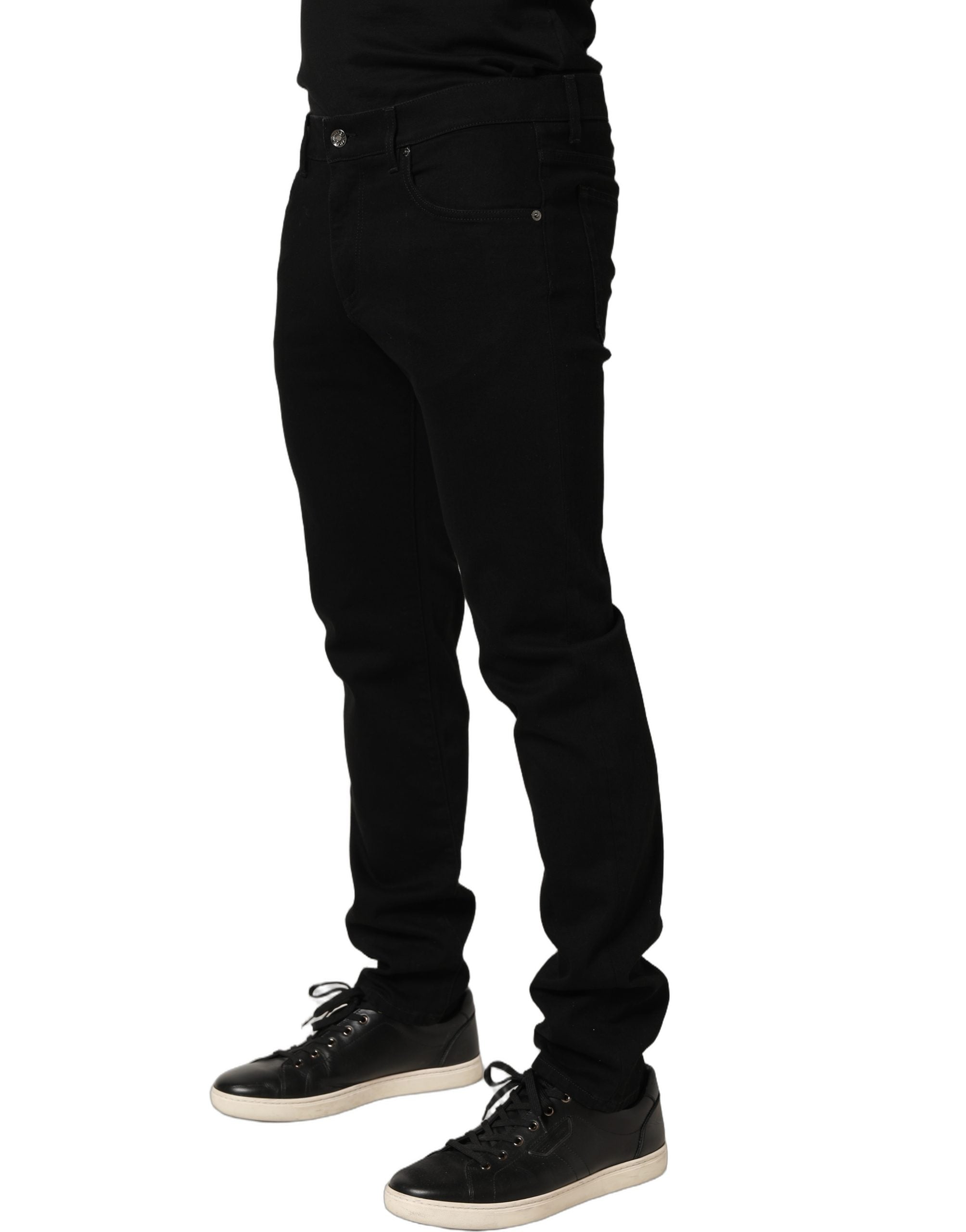 Dolce & Gabbana Black Heraldic Embroidered Skinny Denim Men's Jeans