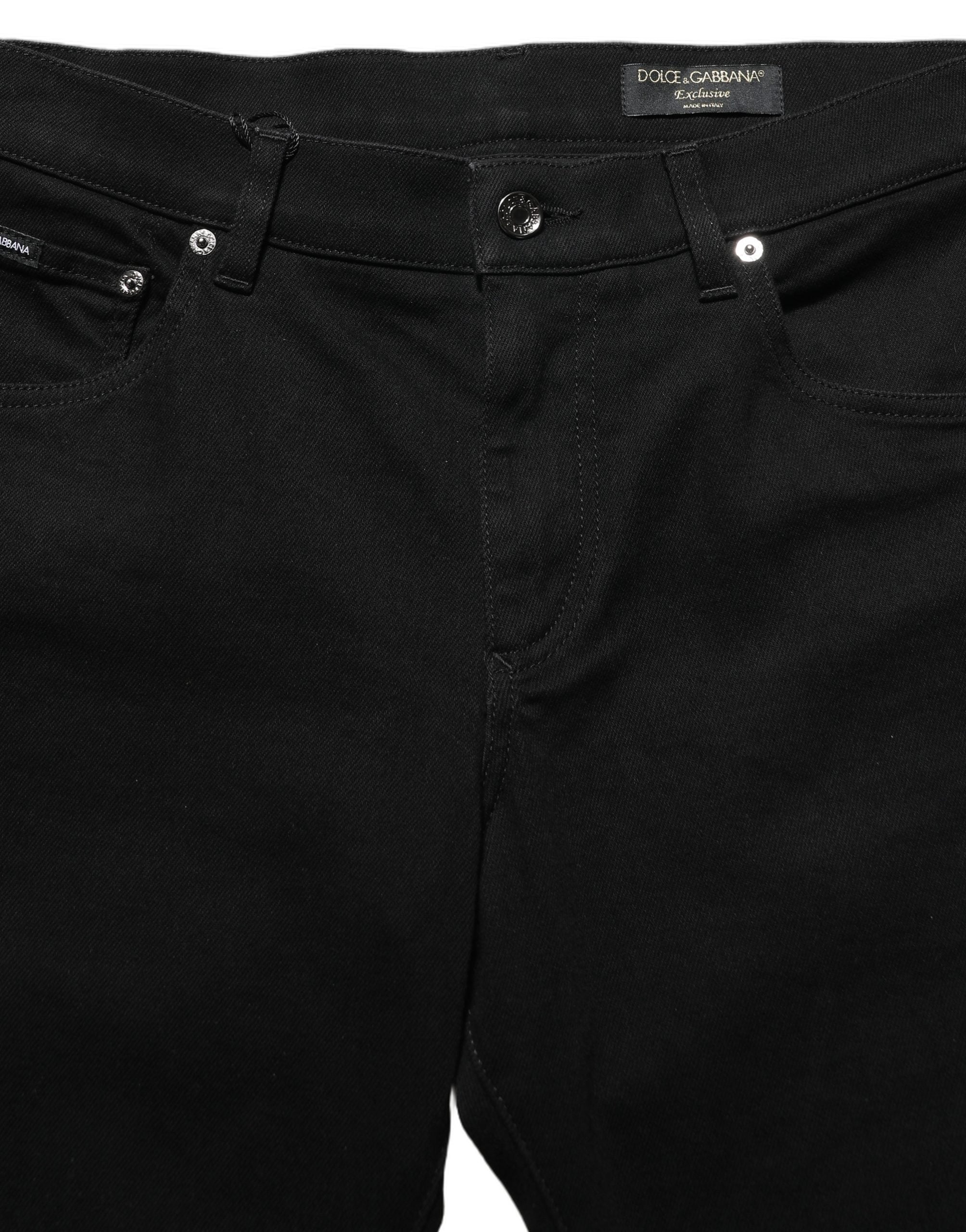 Dolce & Gabbana Black Heraldic Embroidered Skinny Denim Men's Jeans