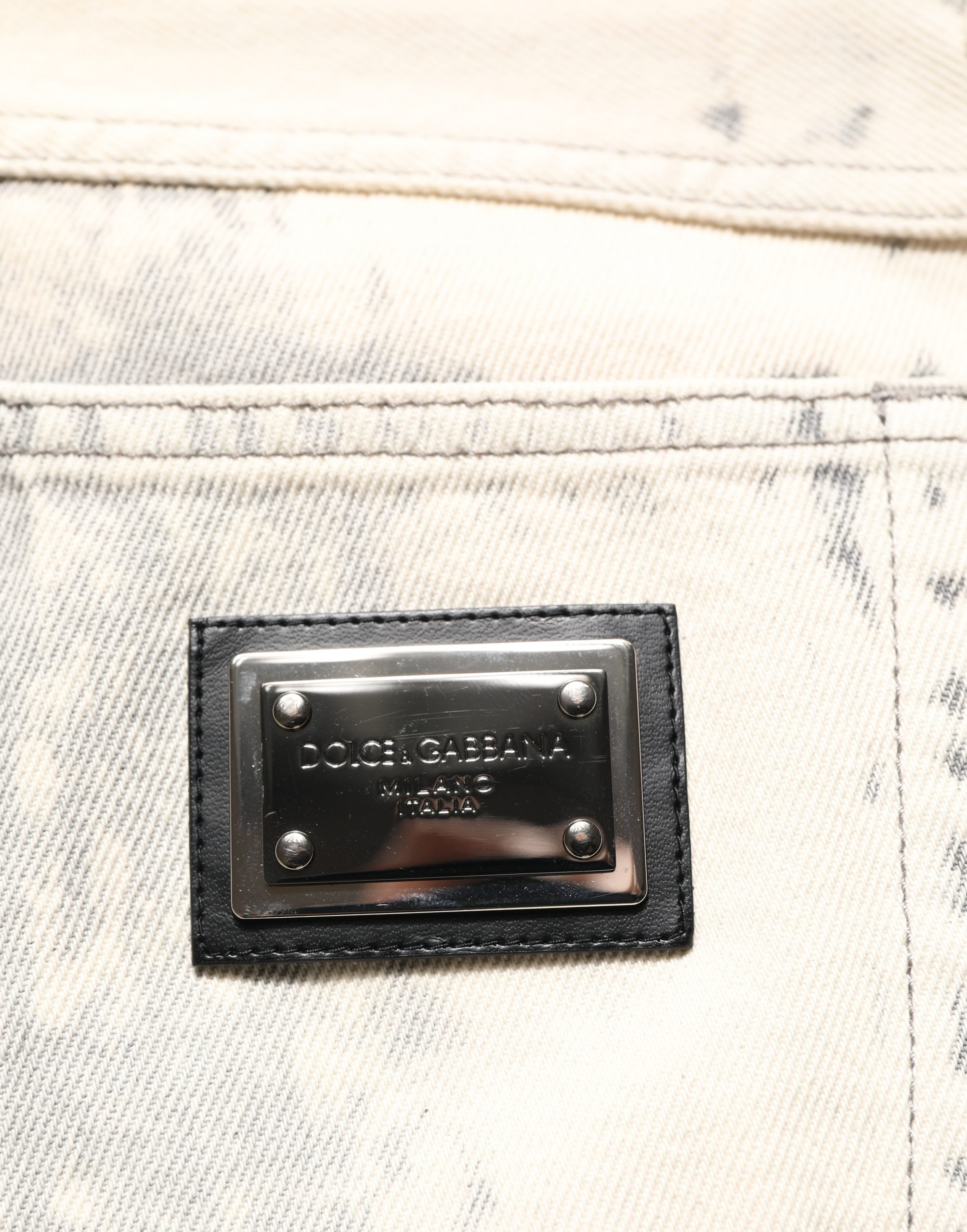 Dolce & Gabbana Beige Tie Dye Cotton Straight Men Denim Men's Jeans