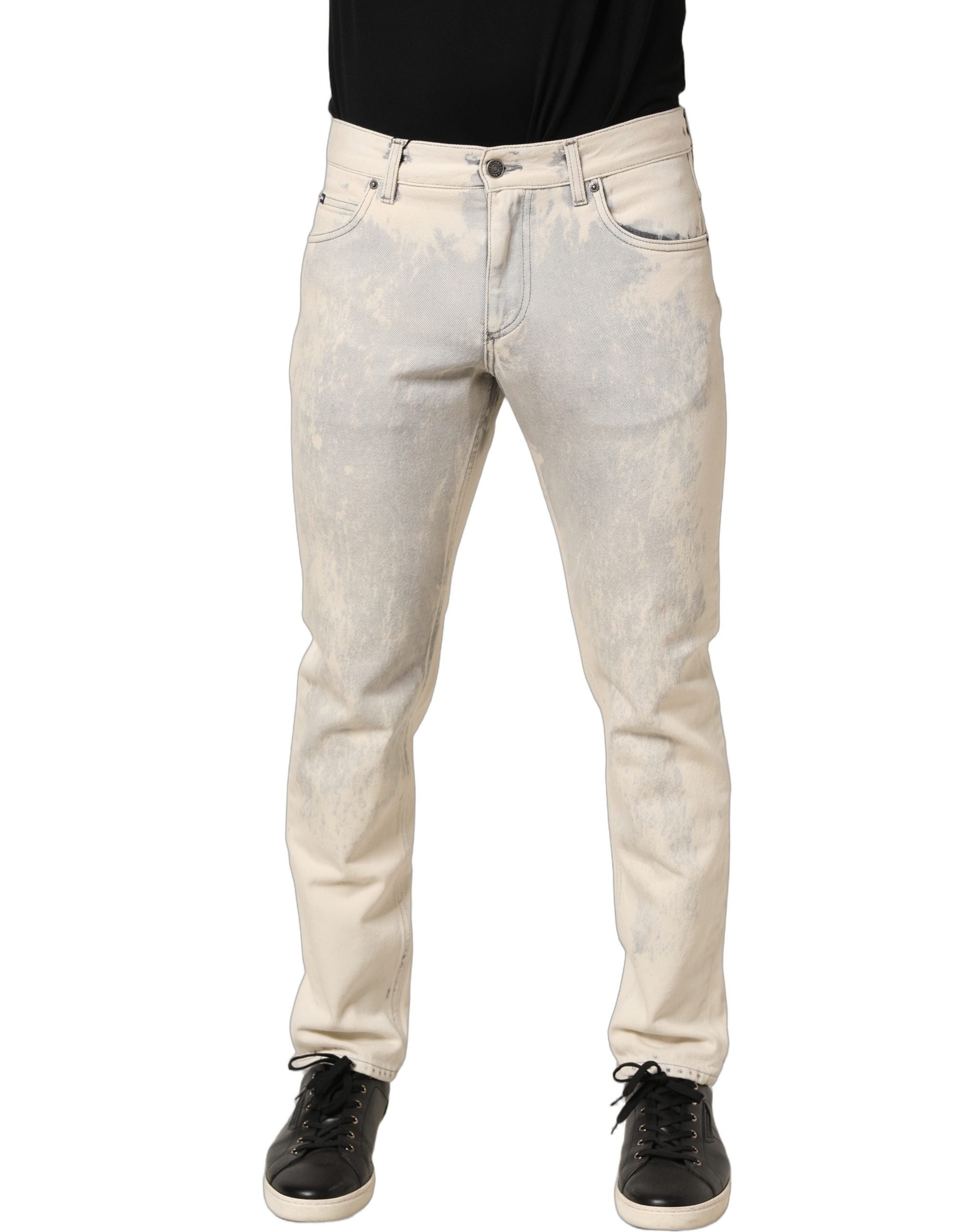 Dolce & Gabbana Beige Tie Dye Cotton Straight Men Denim Men's Jeans