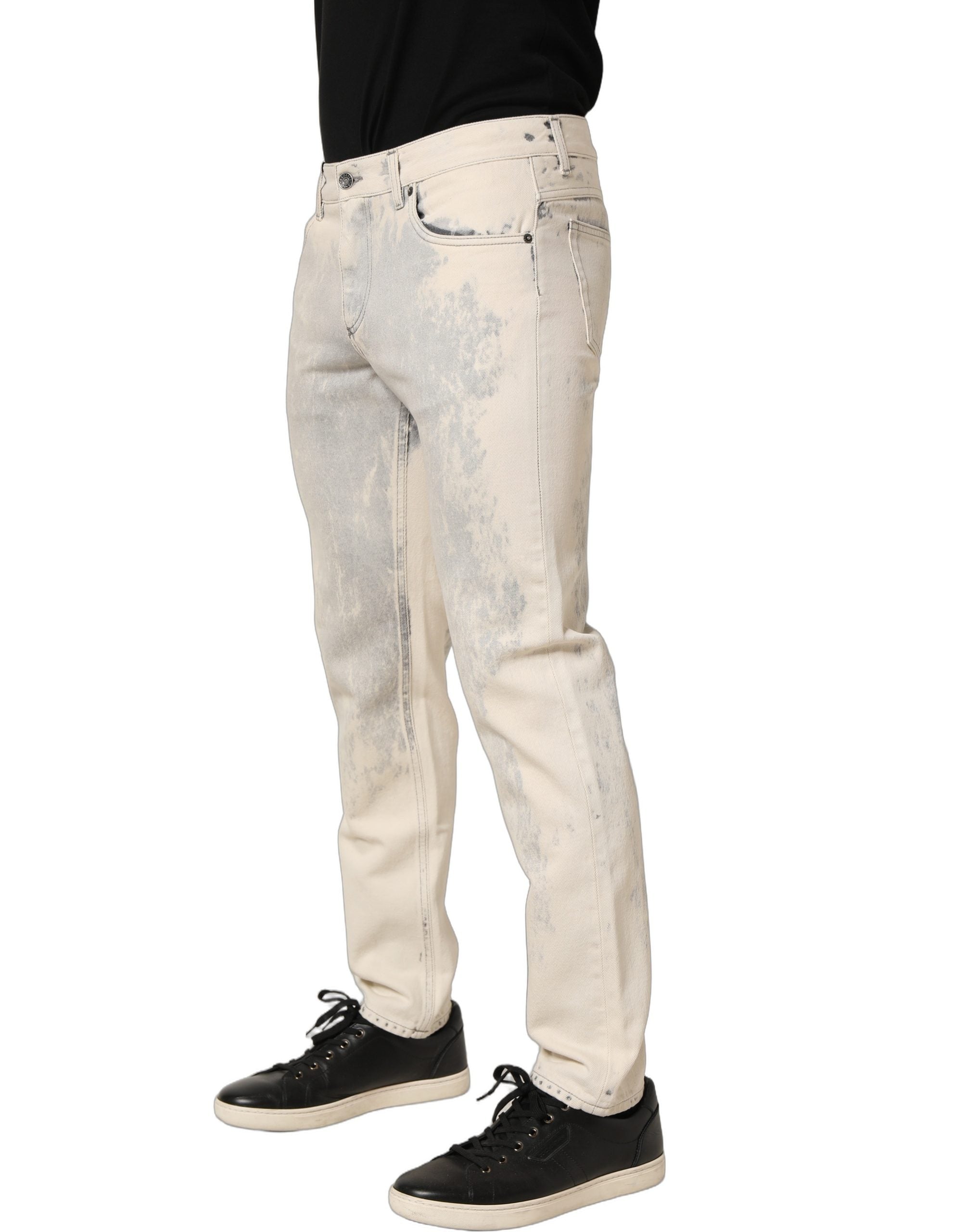 Dolce & Gabbana Beige Tie Dye Cotton Straight Men Denim Men's Jeans