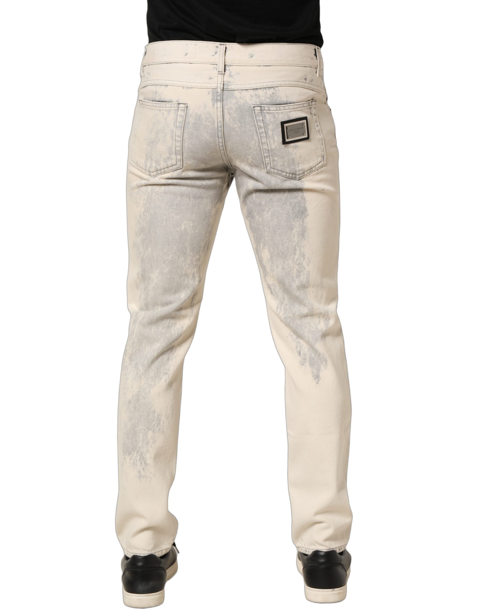 Dolce & Gabbana Beige Tie Dye Cotton Straight Men Denim Men's Jeans