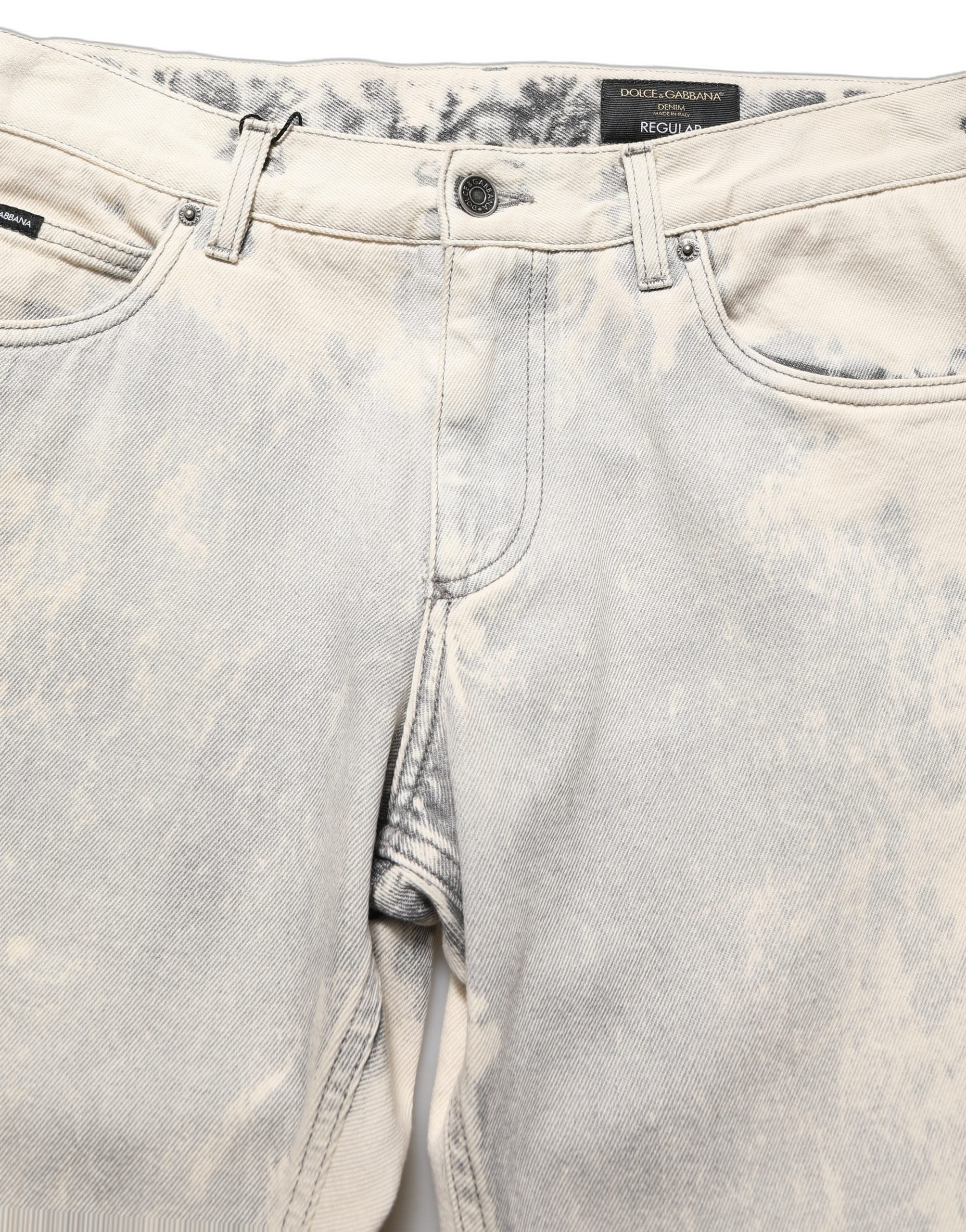 Dolce & Gabbana Beige Tie Dye Cotton Straight Men Denim Men's Jeans