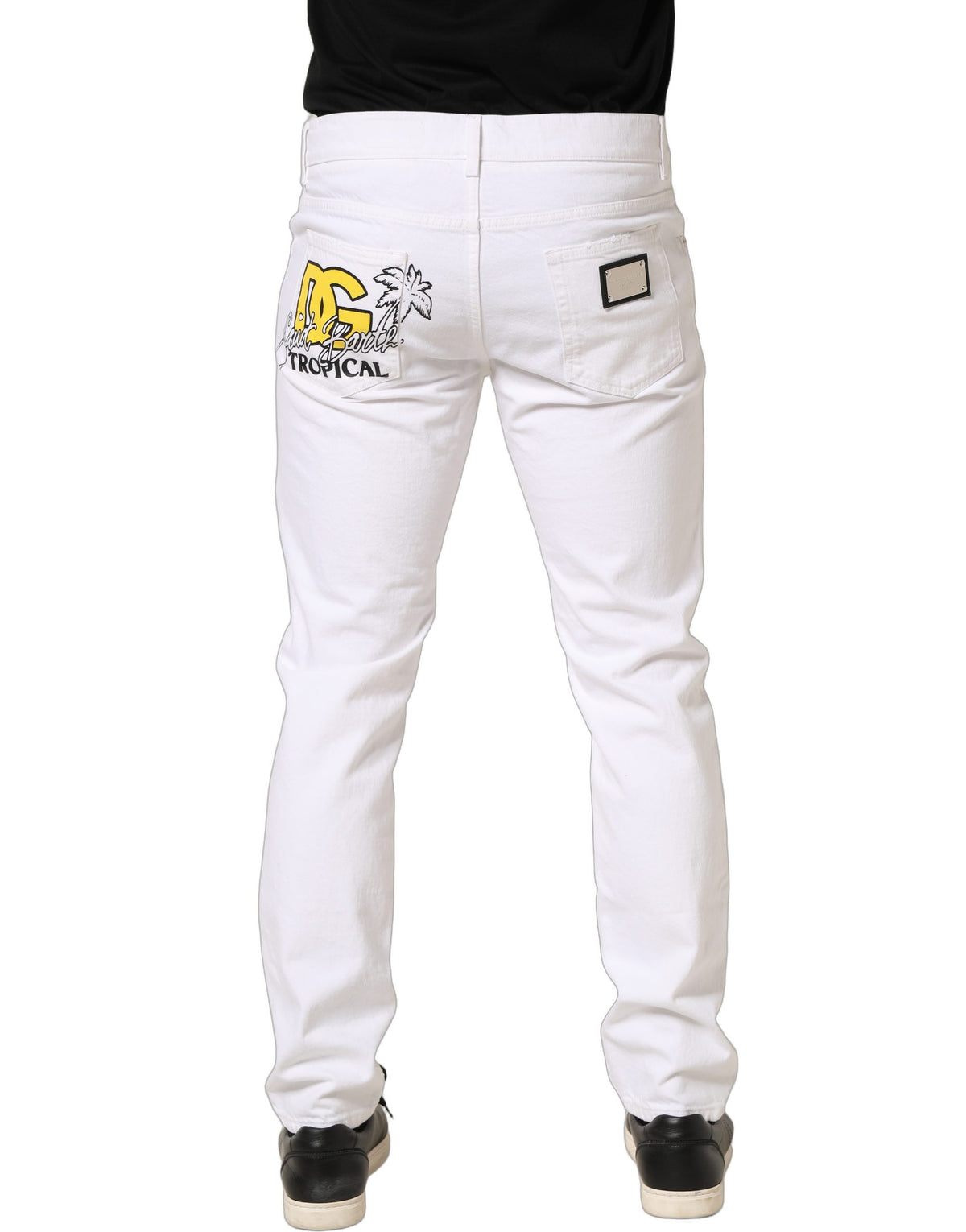 Dolce & Gabbana White Cotton Ripped Slim Fit Men Denim Men's Jeans
