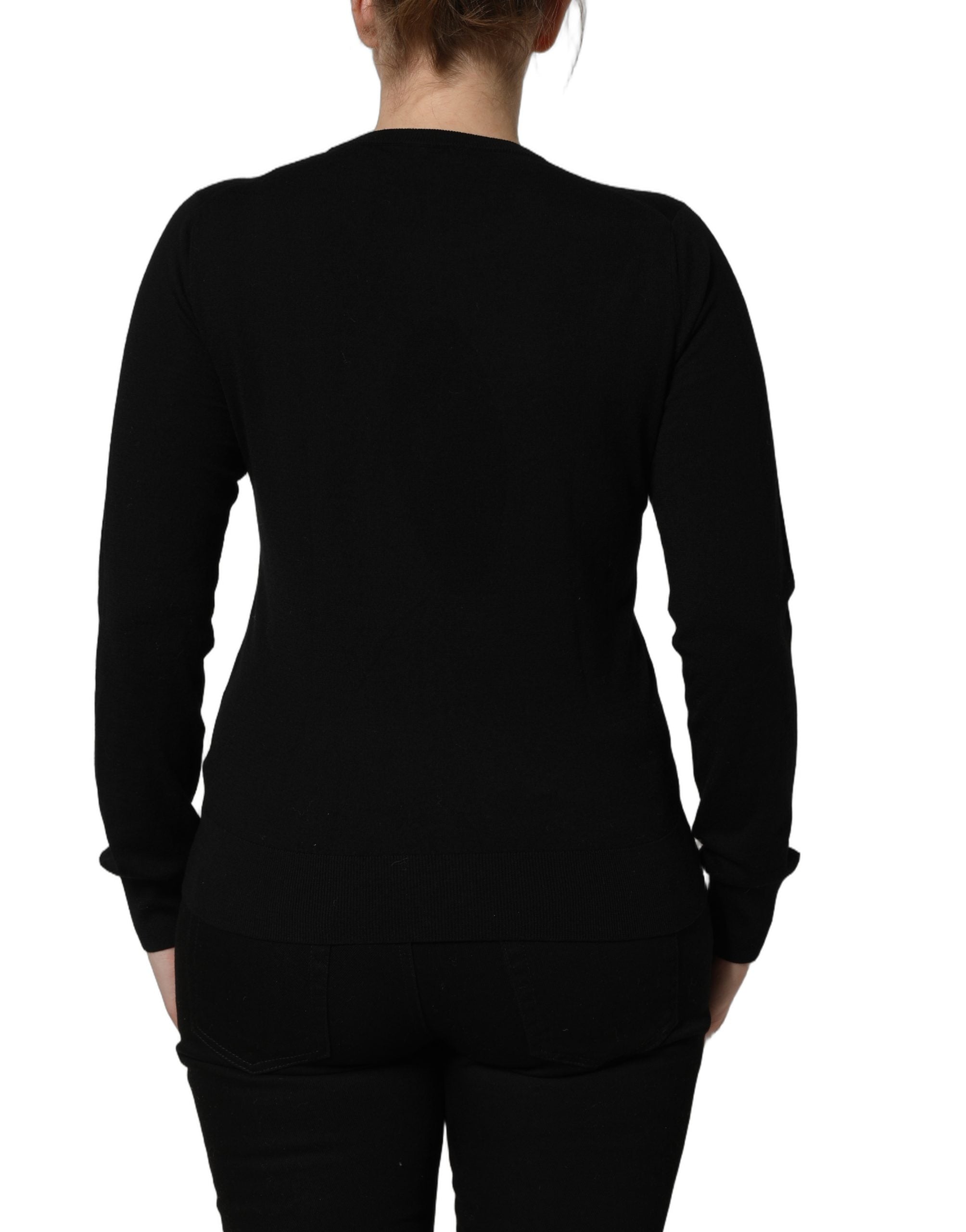 Dolce & Gabbana Black Angels Wool Crew Neck Pullover Women's Sweater